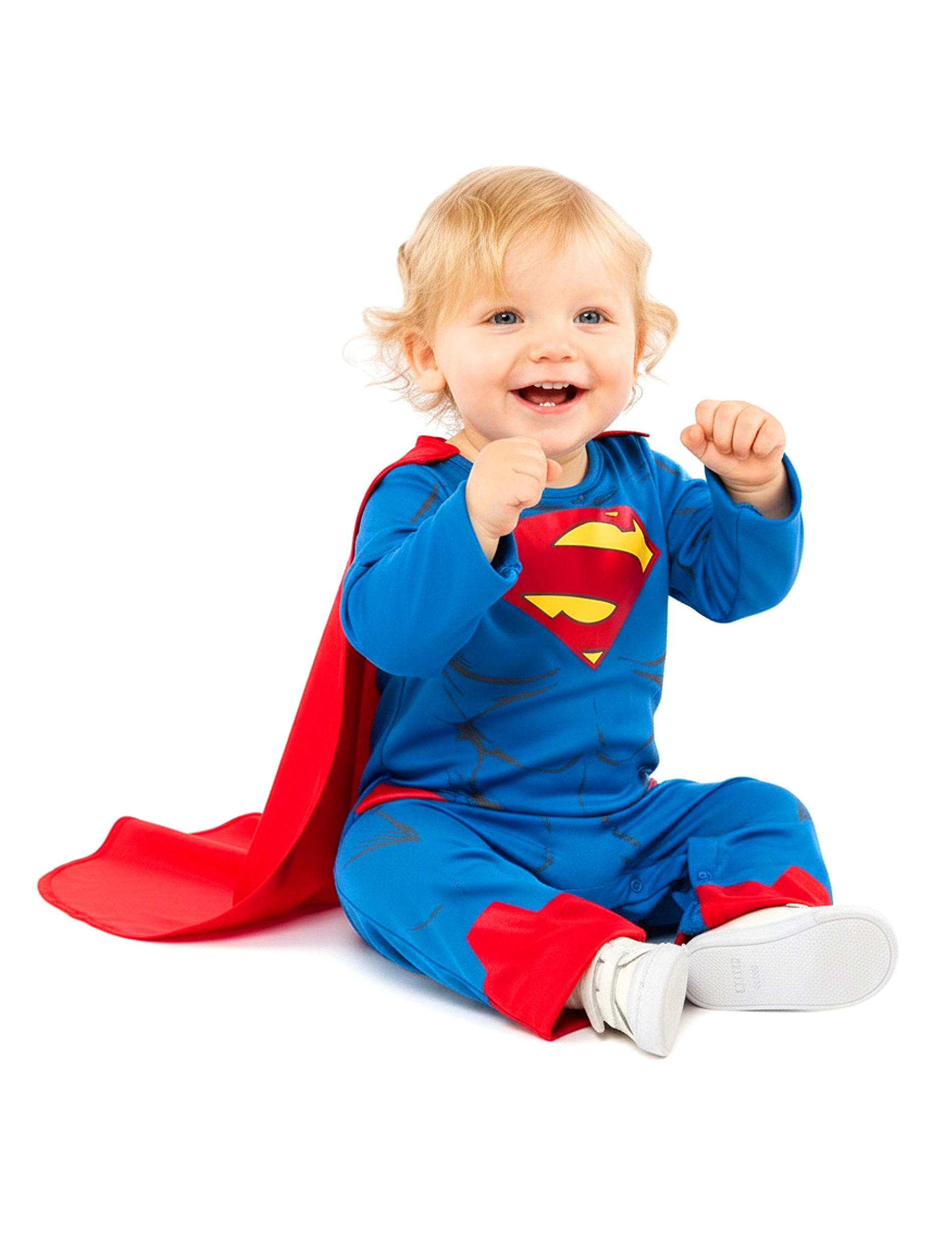 Mächtiges Superman-Kostüm für Babys blau-rot-gelb