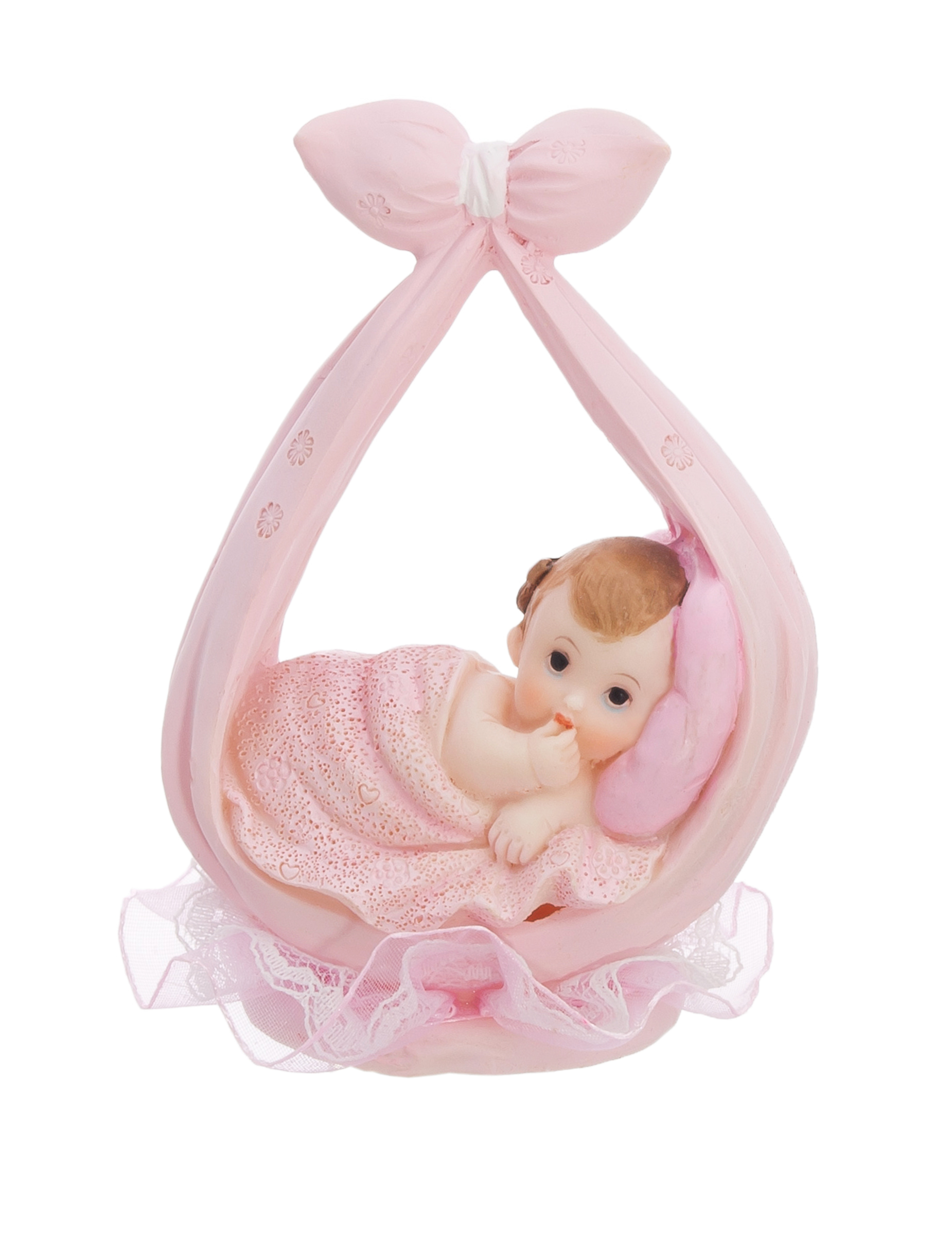 Mädchen-Figur in rosa Schal 11 cm für Taufe