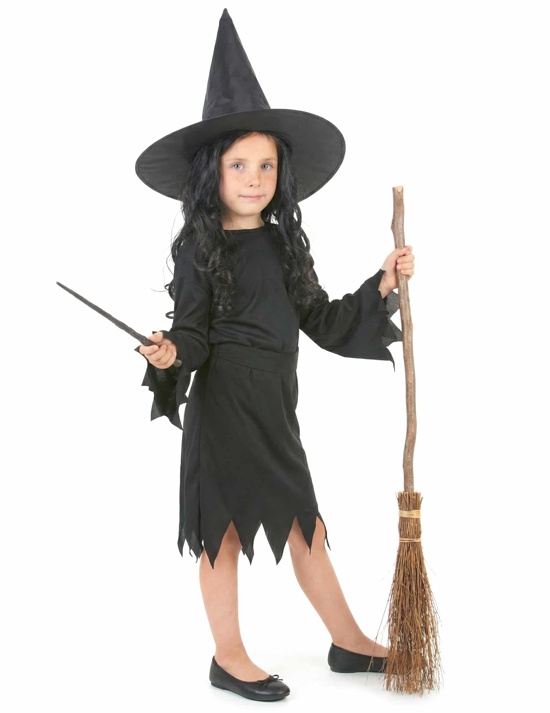 Mädchen Hexenkostüm Halloween schwarz