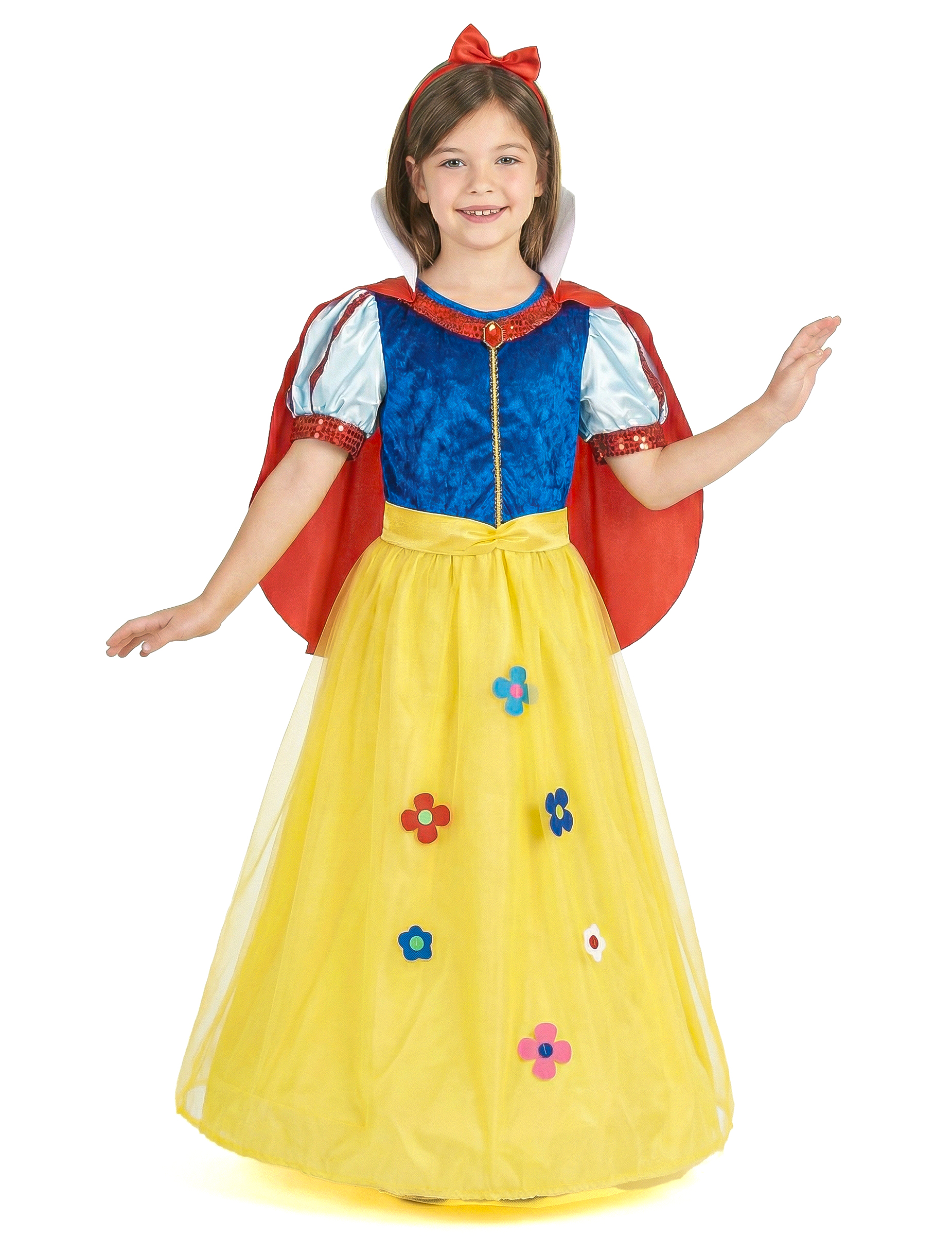 Märchen-Prinzessin Kinderkostüm Königin blau-gelb-rot