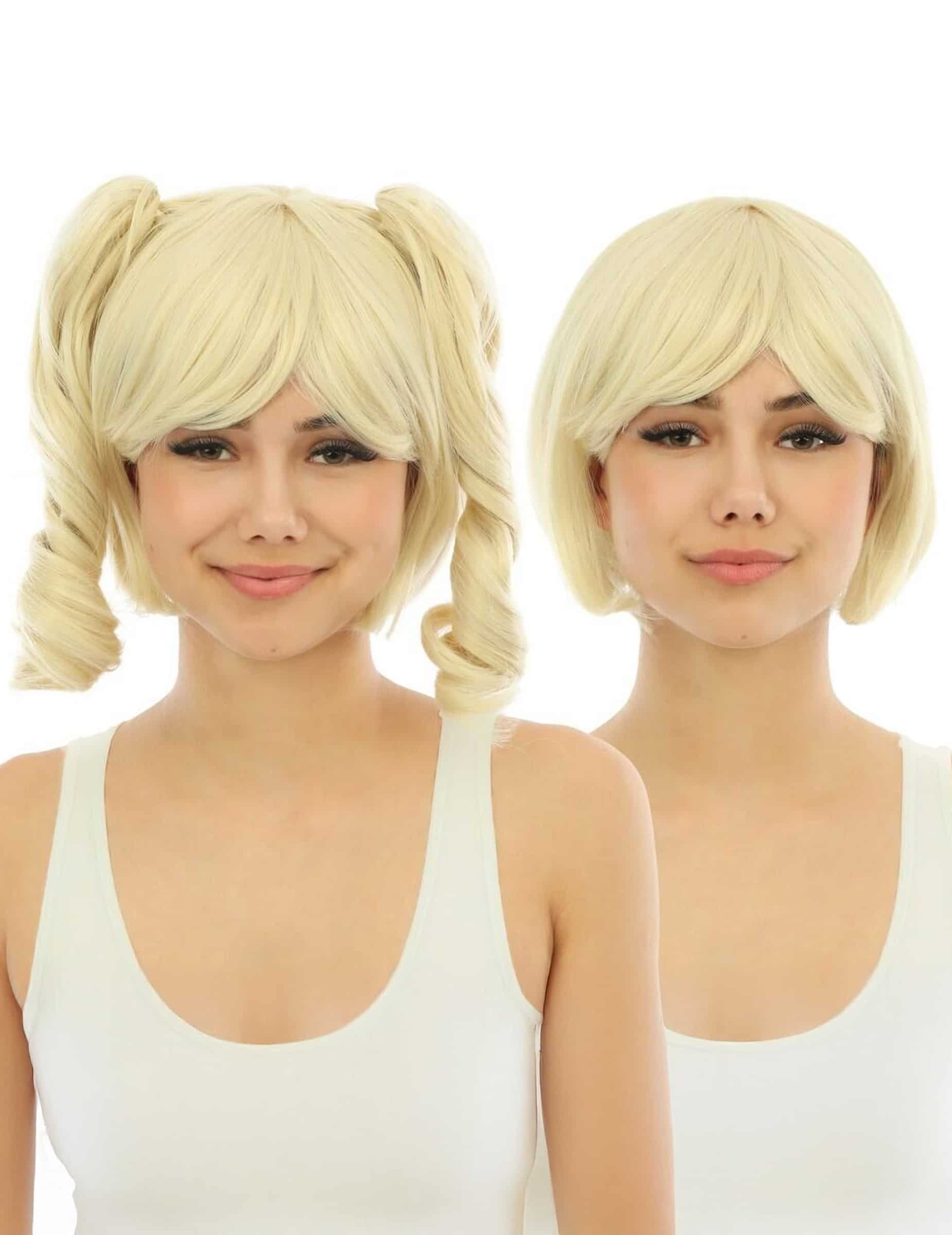 Manga Perücke mit abnehmbaren Zöpfen für Erwachsene blond