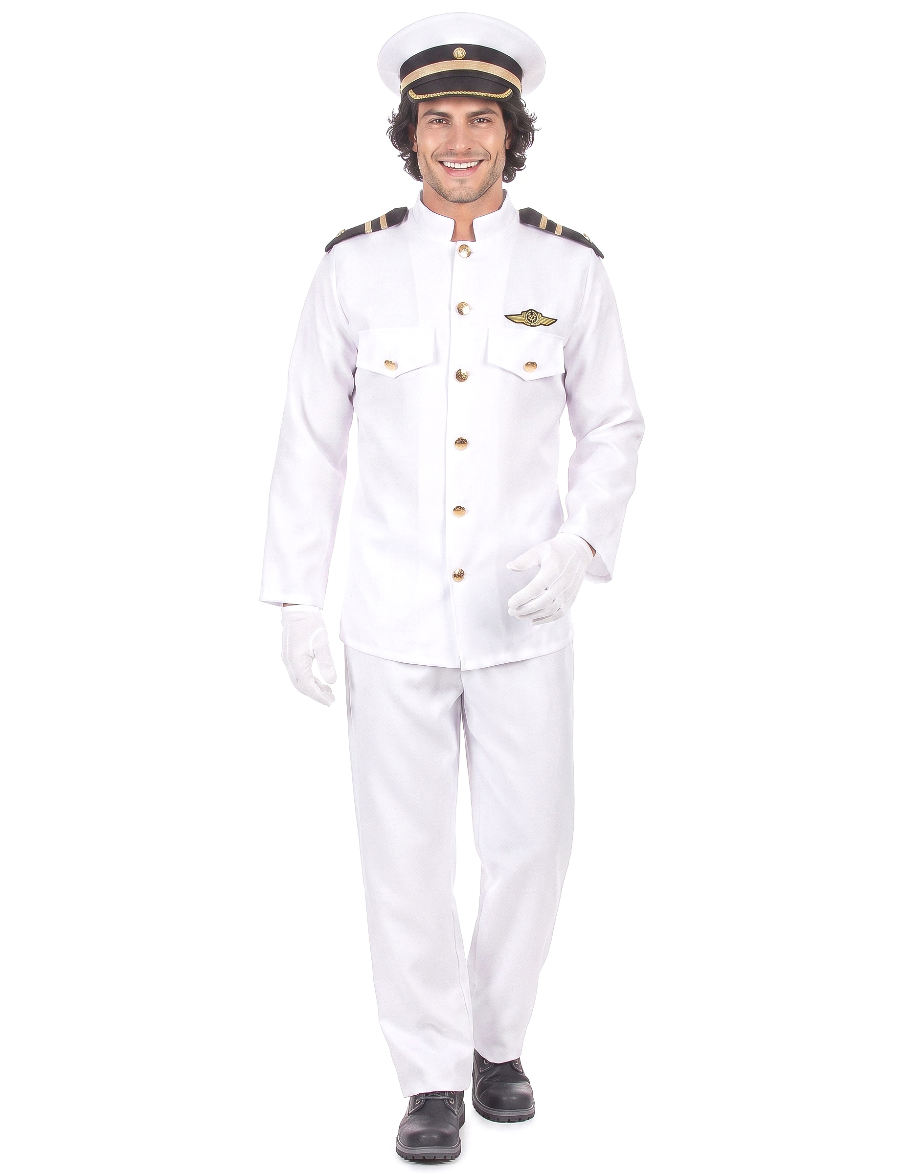 Marineoffizier Kostüm Kapitänskostüm weiss-schwarz-gold