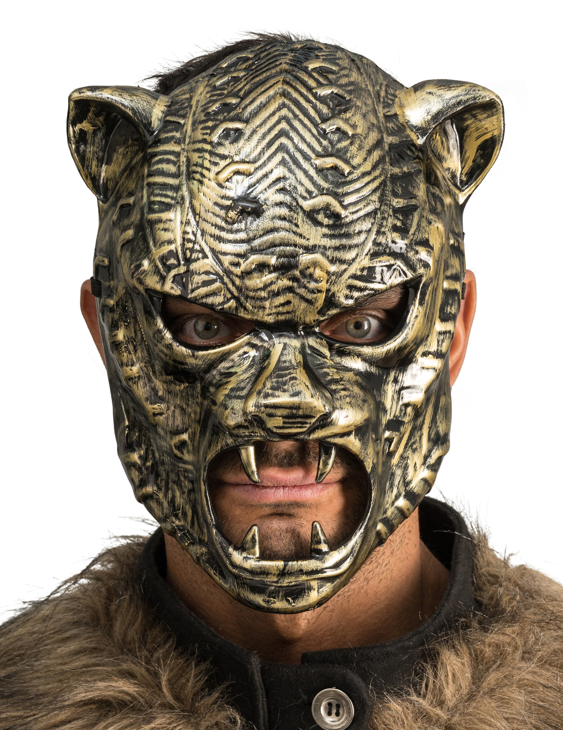 Maske Tiger Meister der Zeit für Erwachsene gold-schwarz