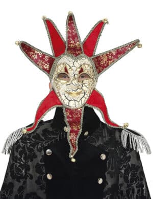 Maske Venezianisch Herren Rot Gold für Erwachsene