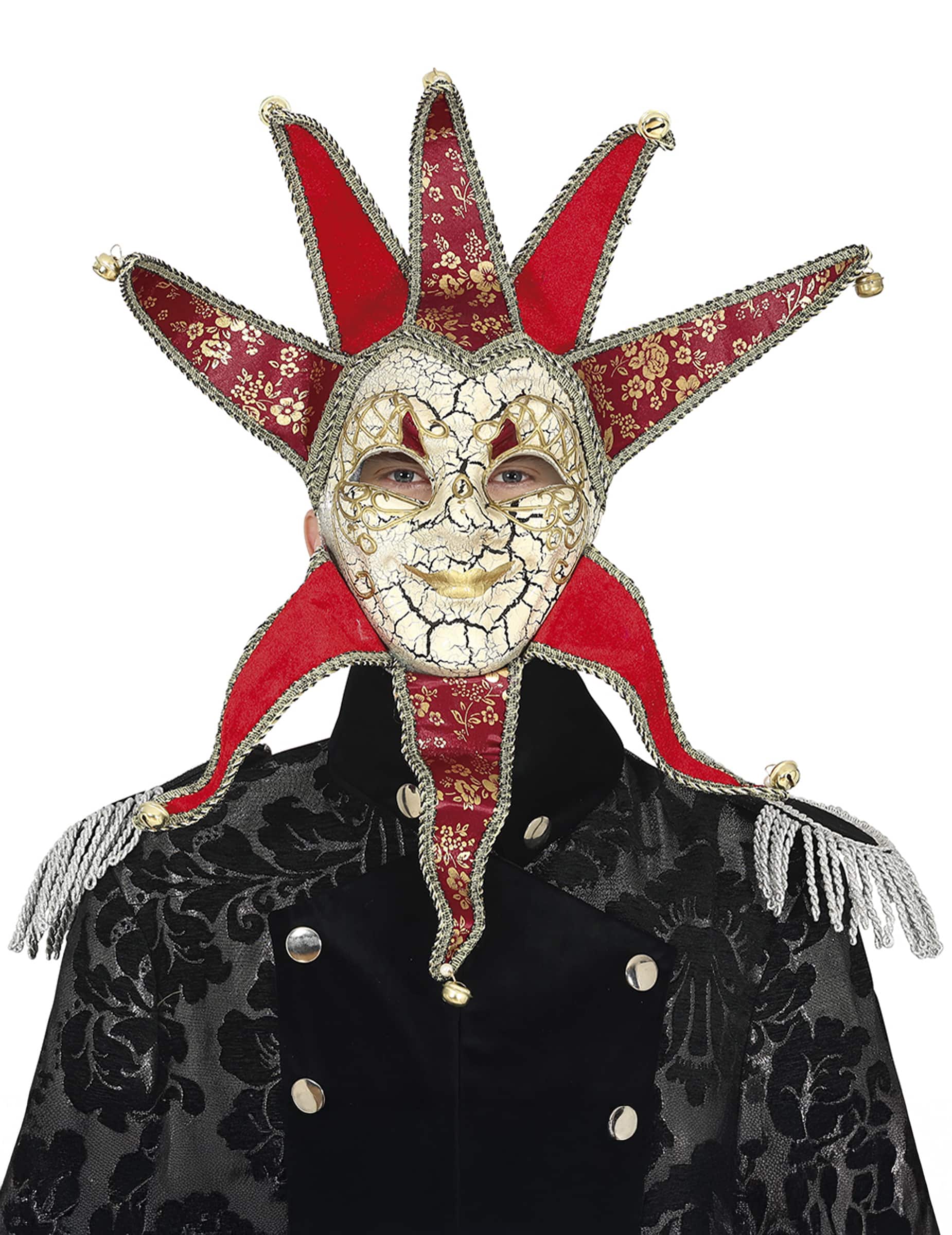 Maske Venezianisch Herren Rot Gold für Erwachsene