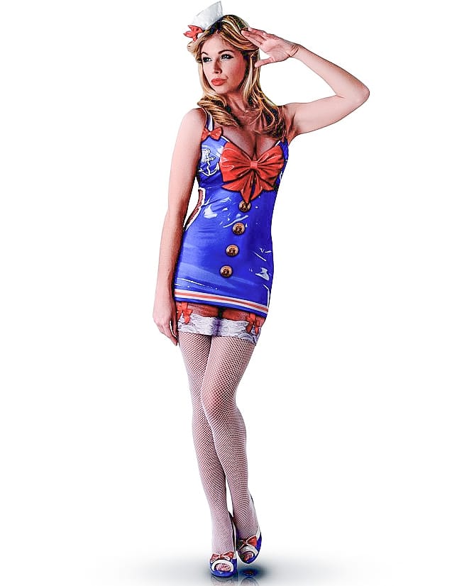 Matrosenkostüm für Damen blau-weiss-rot