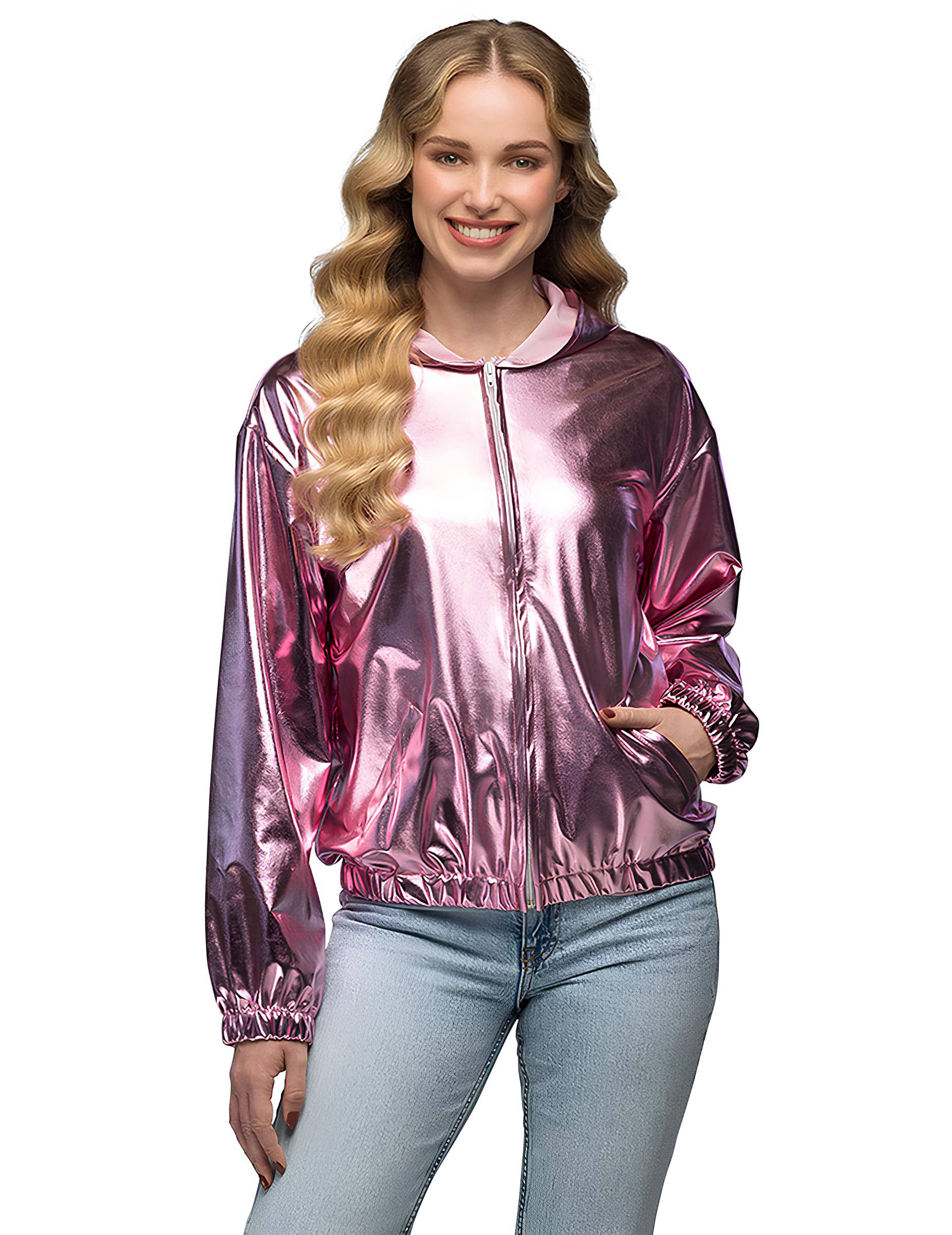 Metallic Jacke Roségold für Erwachsene mit Kapuze