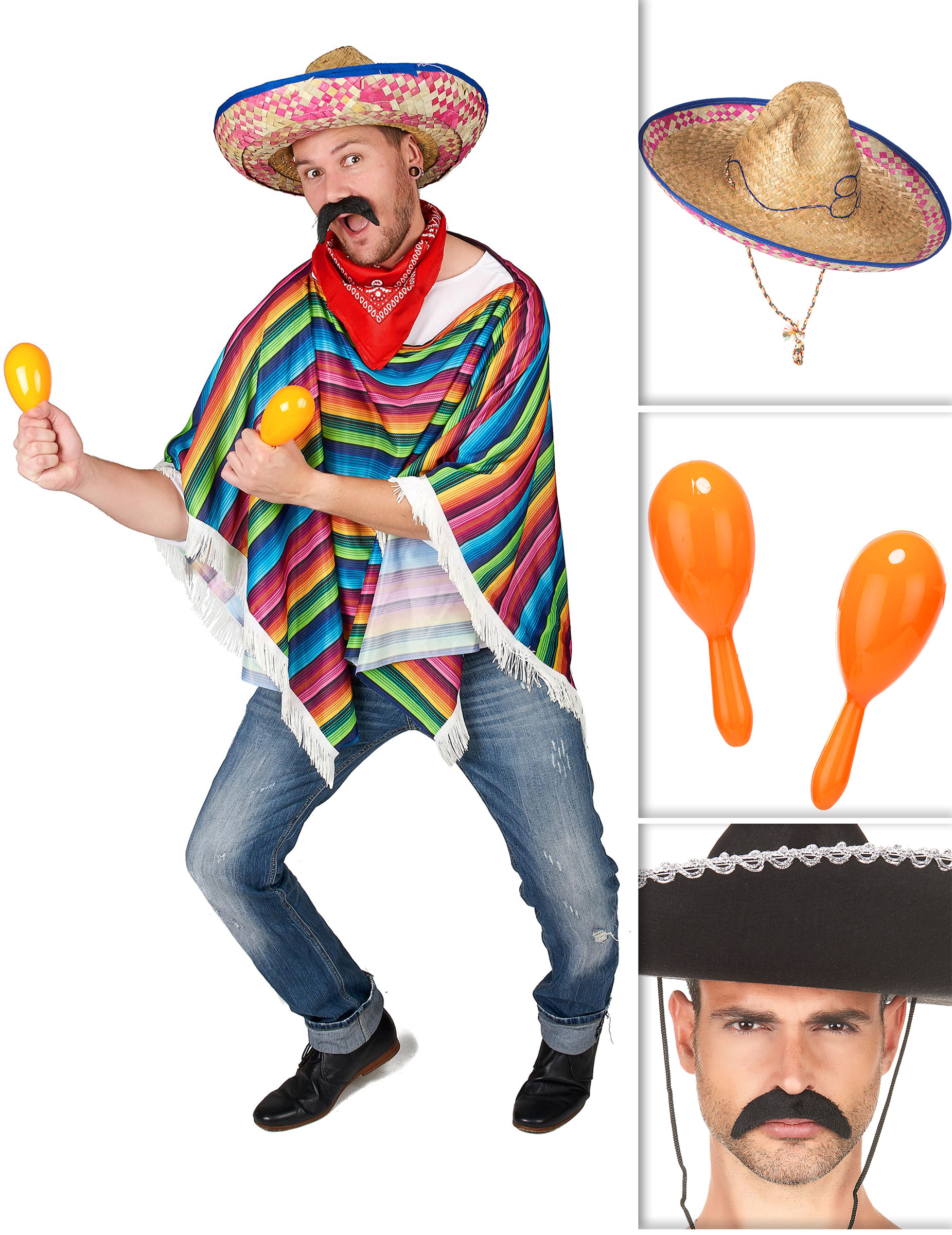 Mexiko-Accessoire-Set 3-teilig Karneval bunt