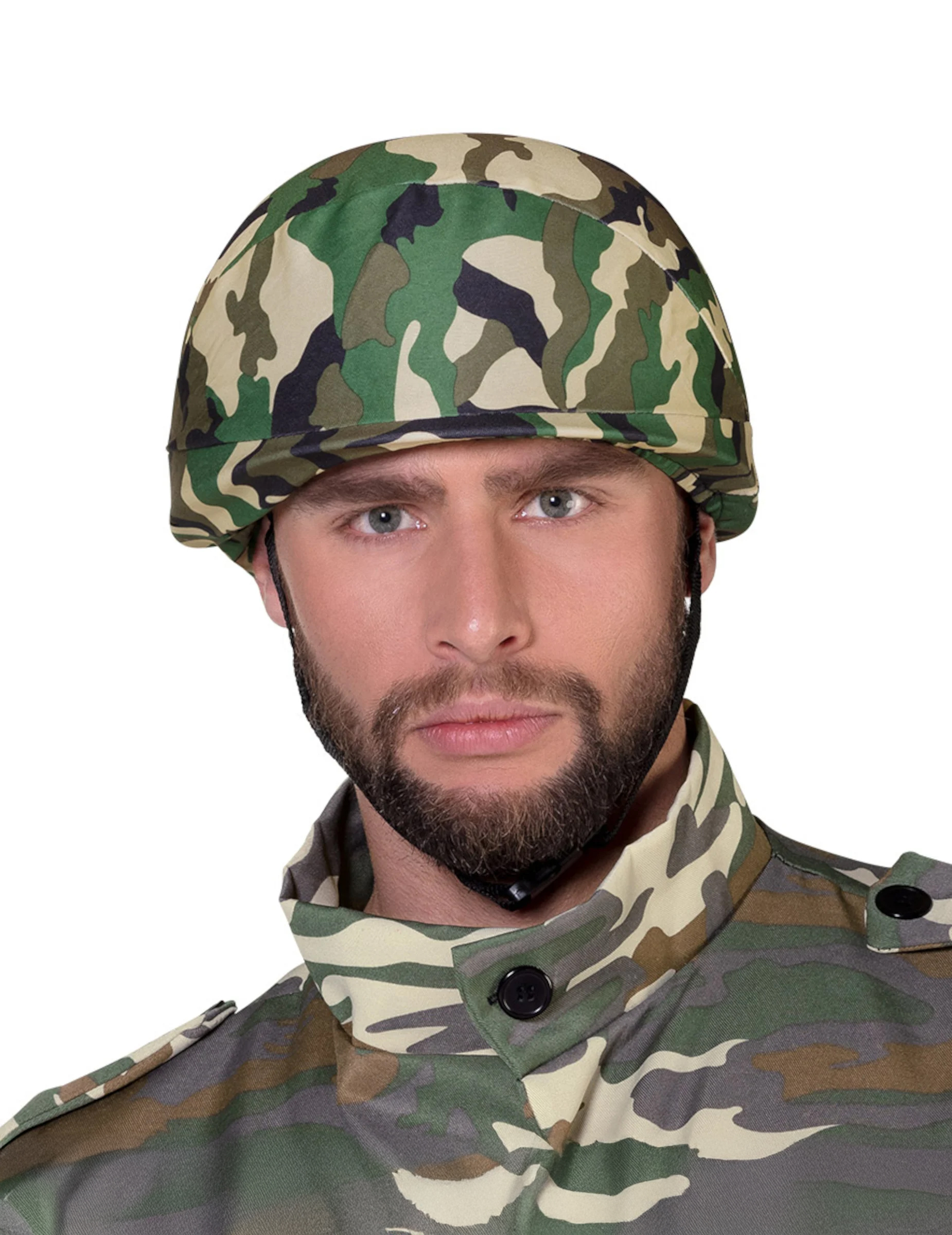 Militärhelm mit Tarnmuster für Kinder Kostüm-Accessoire grün-schwarz-braun