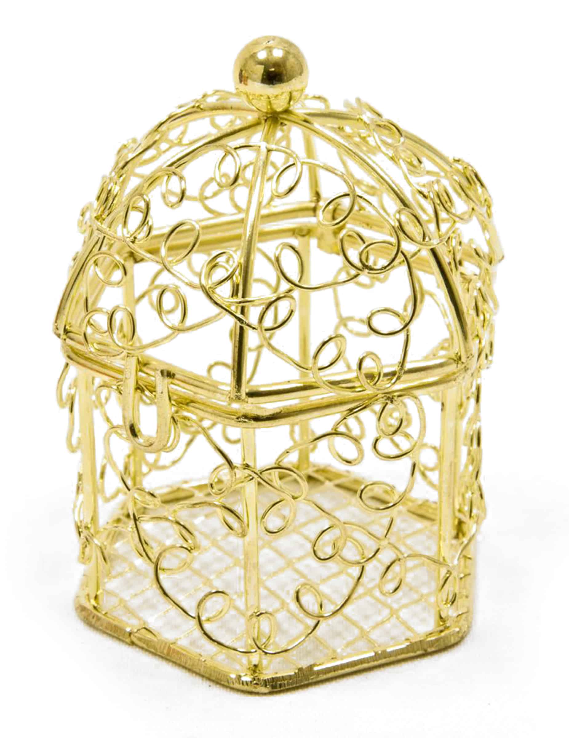 Mini Vogelkäfig Metall Gold Deko 5