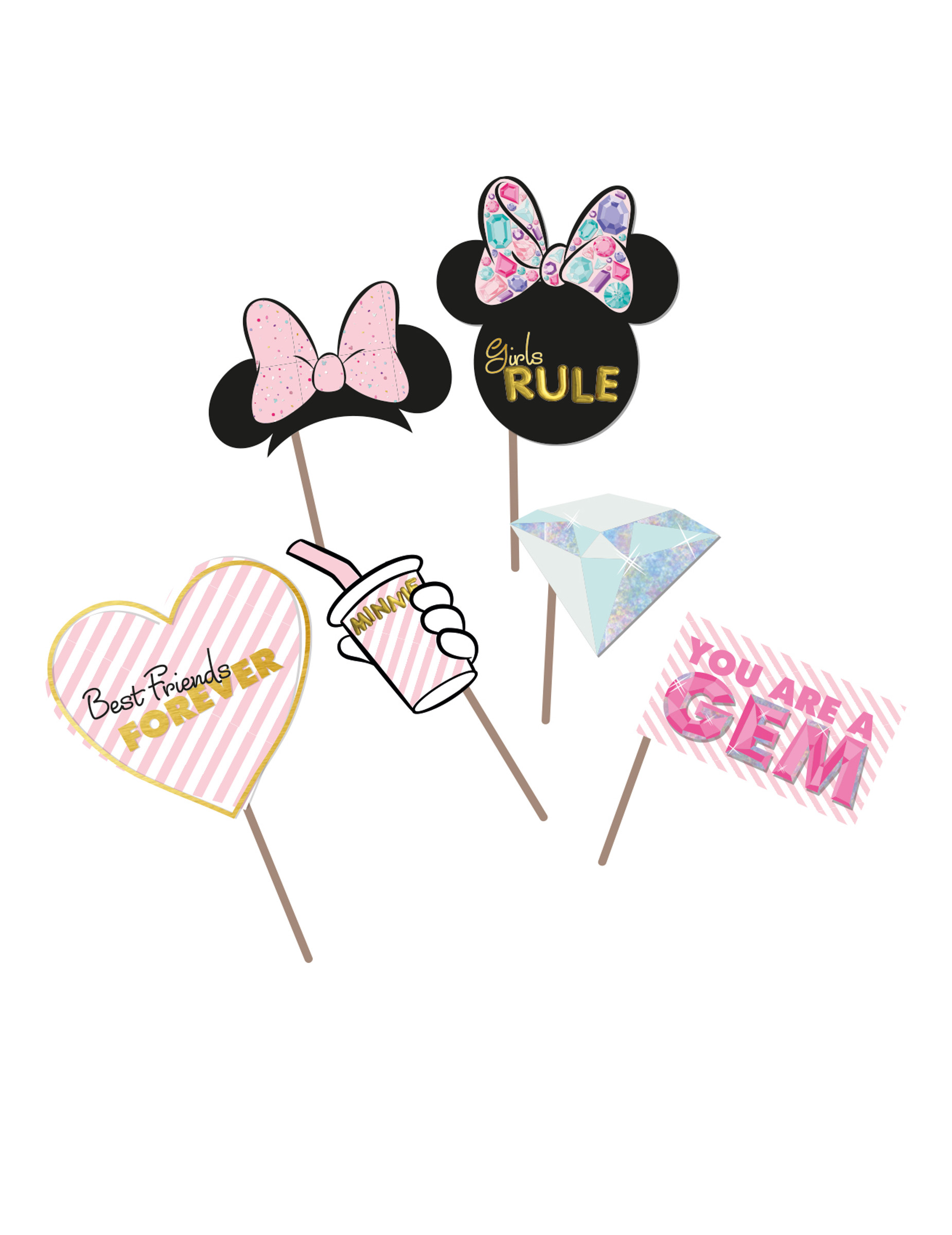 Minnie Maus Foto-Accessoireset Photobooth 6 Stück metallic bunt