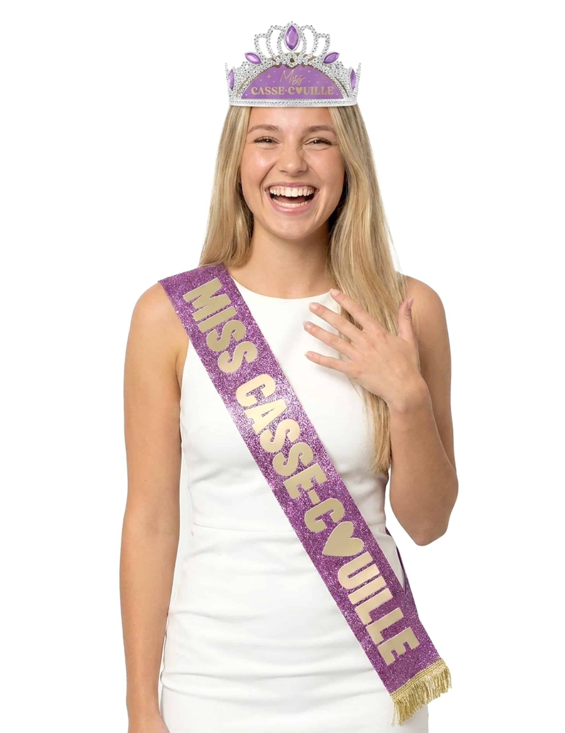 Miss Casse Couille Schärpe und Diadem Set
