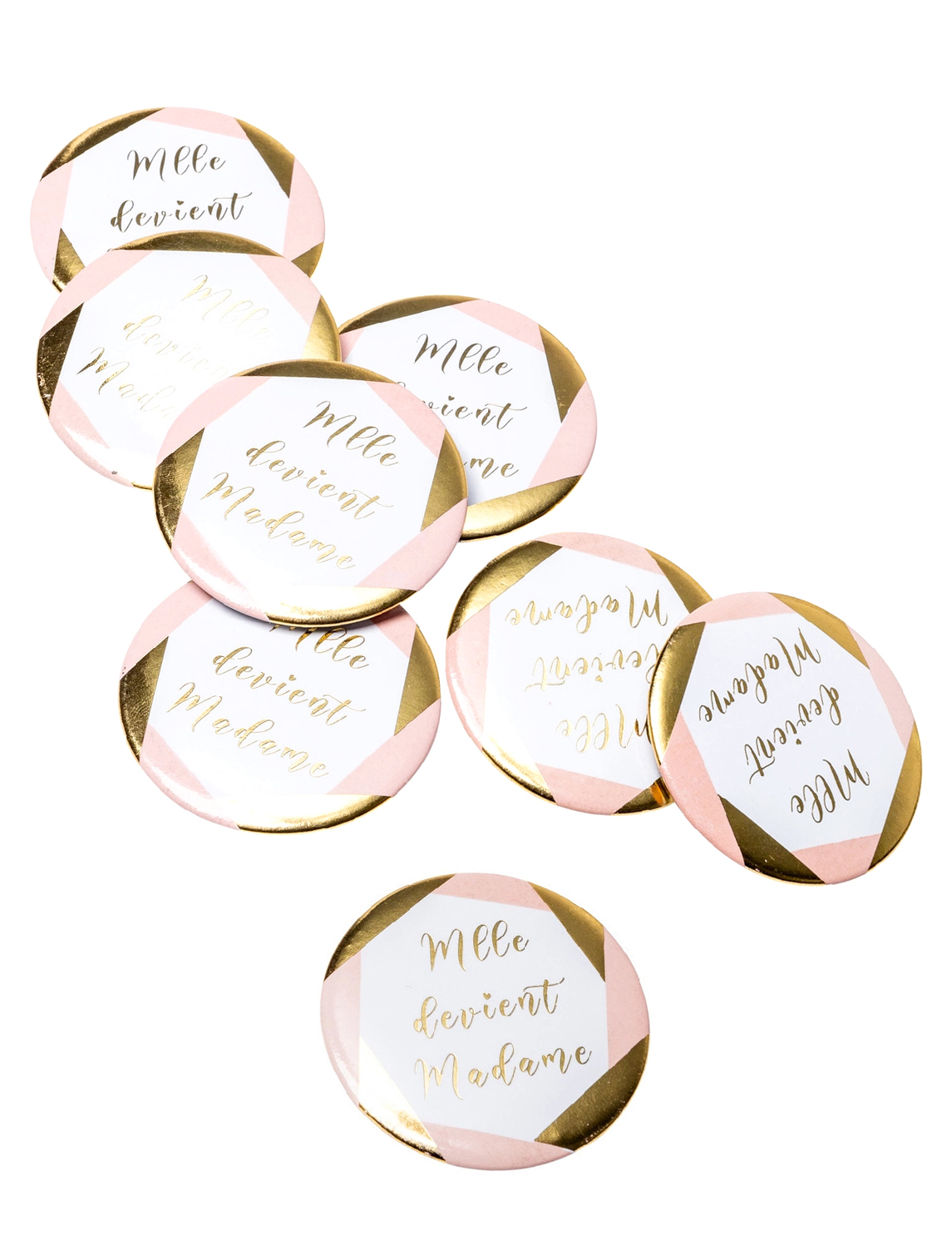 Miss to Mrs JGA Button-Set Erwachsene roségold 8 Stück
