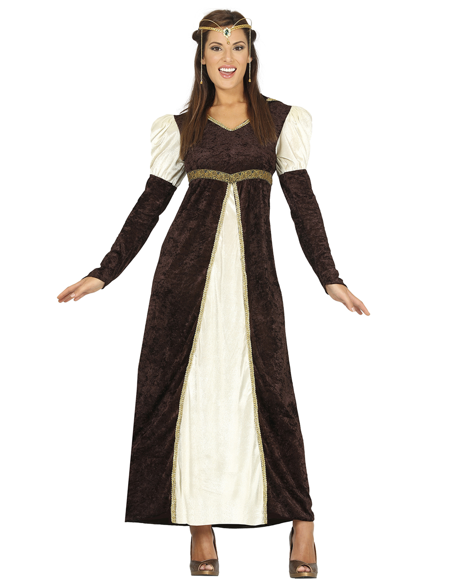 Mittelalter-Prinzessin Damenkostüm braun-beige