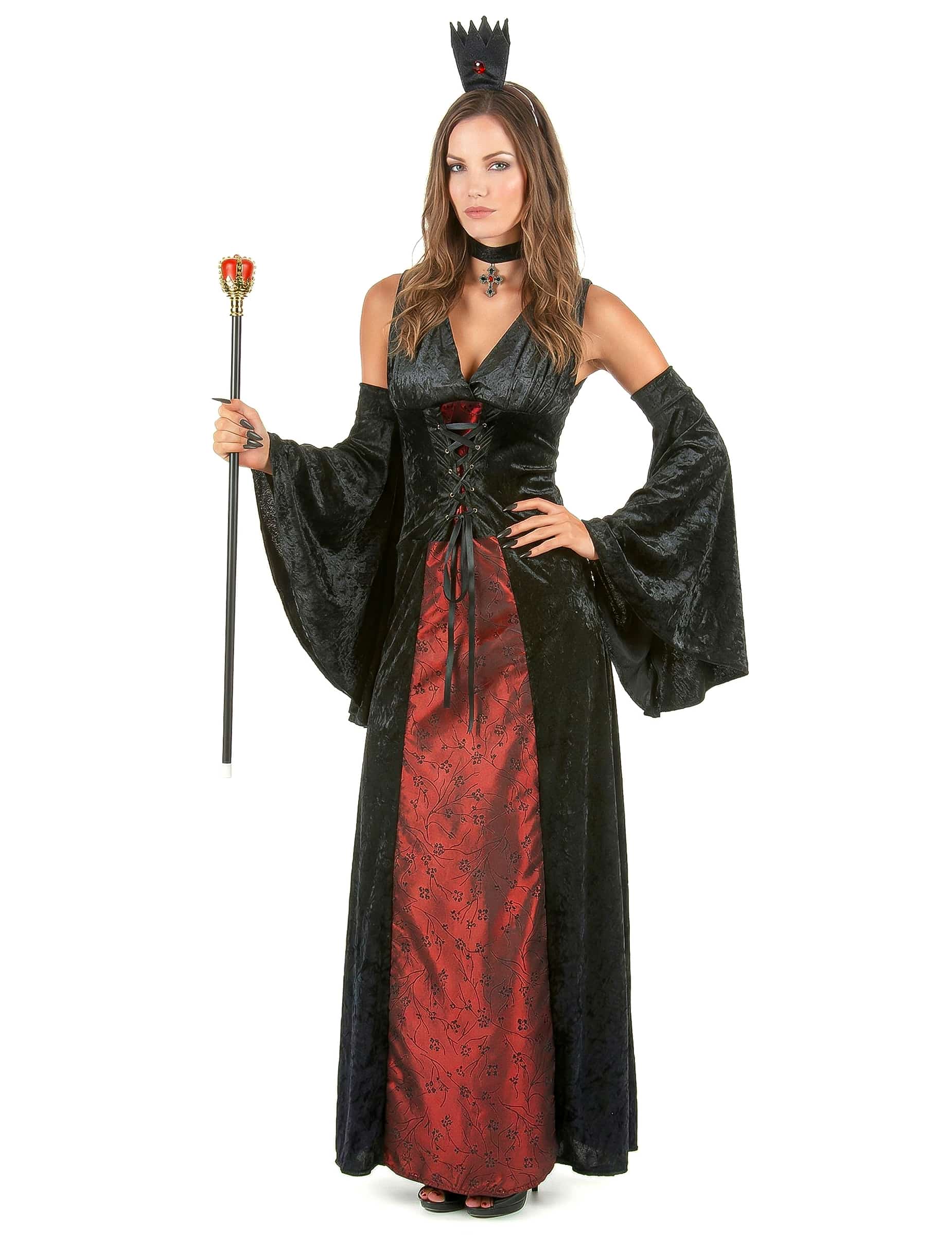 Mittelalter-Vampir Damenkostüm schwarz-rot