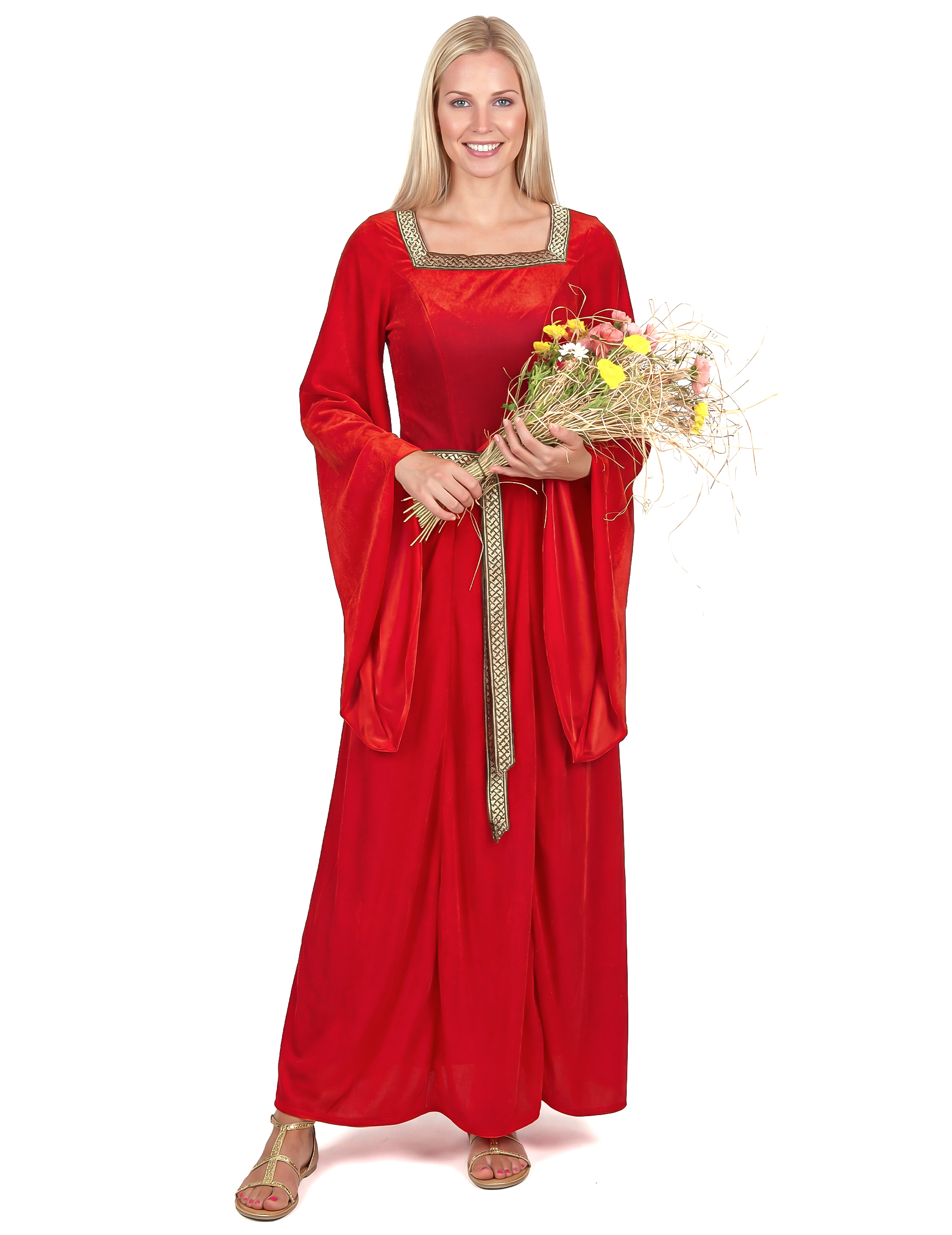 Mittelalterliche Schlossherrin Damenkostüm rot