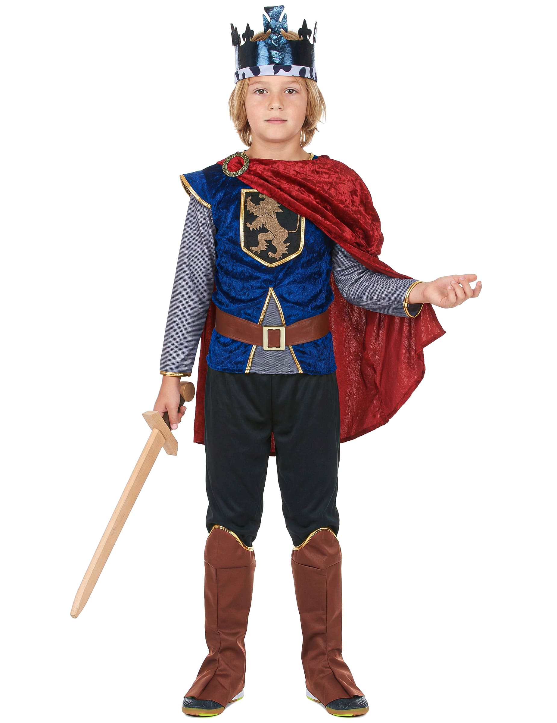 Mittelalterlicher König Kinderkostüm rot-blau