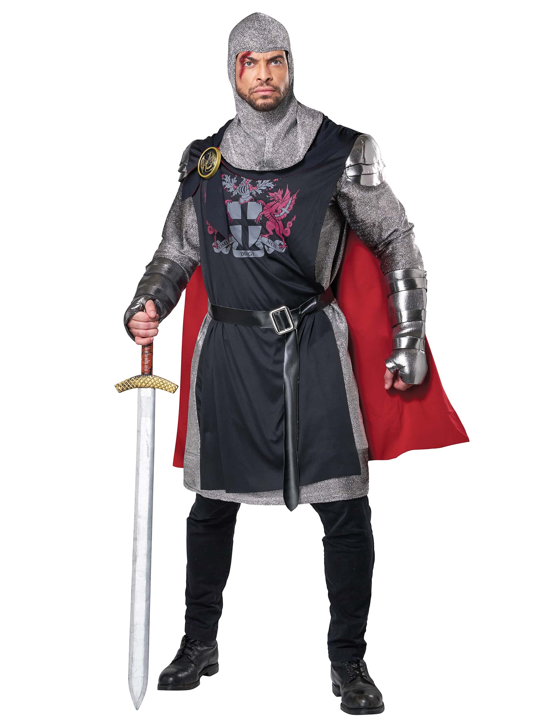 Mittelalterlicher Ritter Krieger Kostüm schwarz-silber