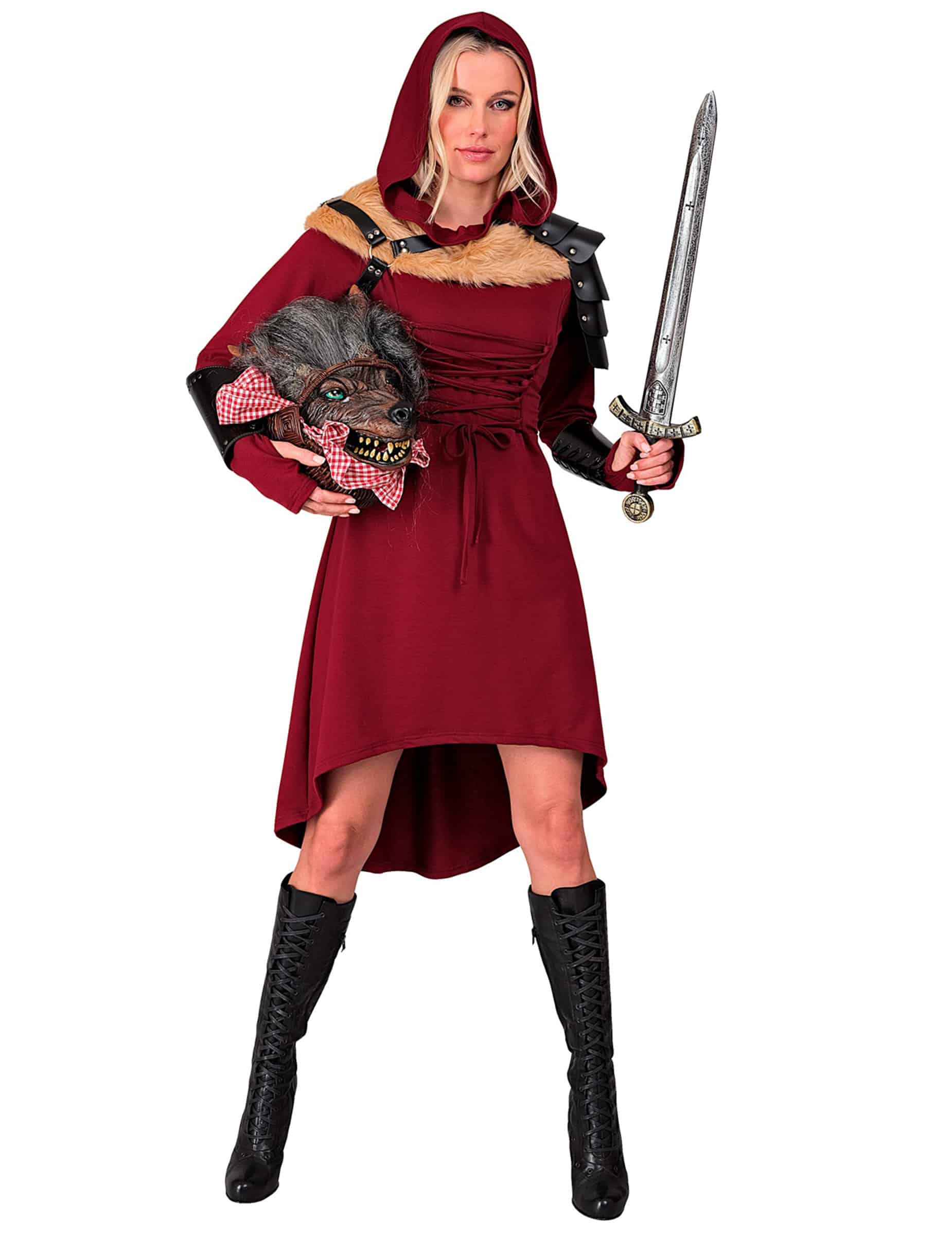 Mittelalterliches Gothic Kleid für Damen rot