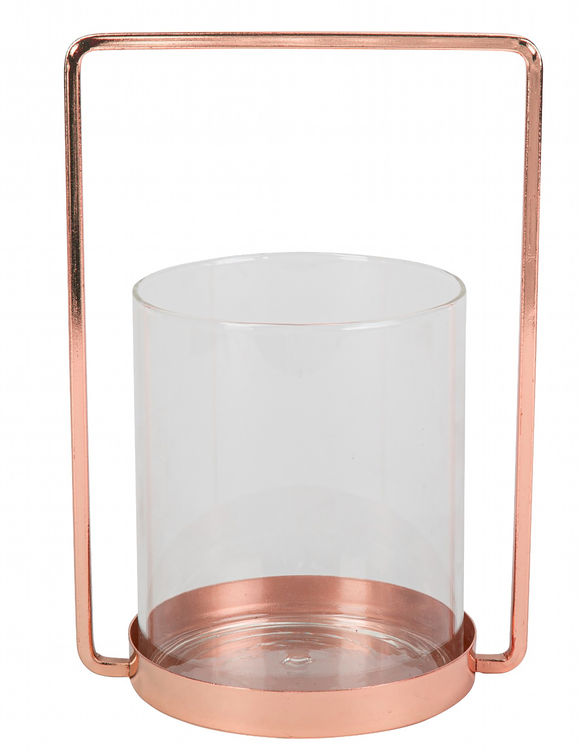 Moderner Kerzenständer aus Glas und Metall roségold 19
