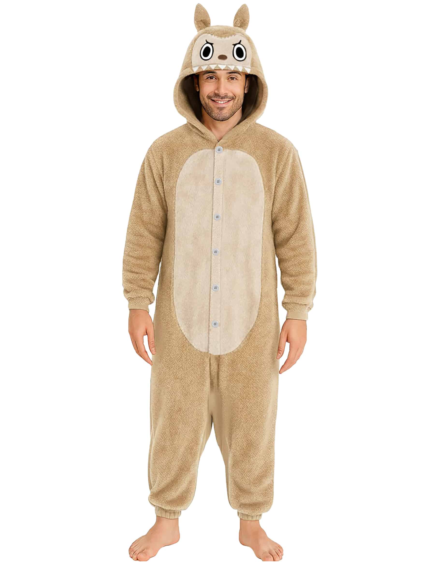 Monster Kostüm Herren Plüsch Beige Overall