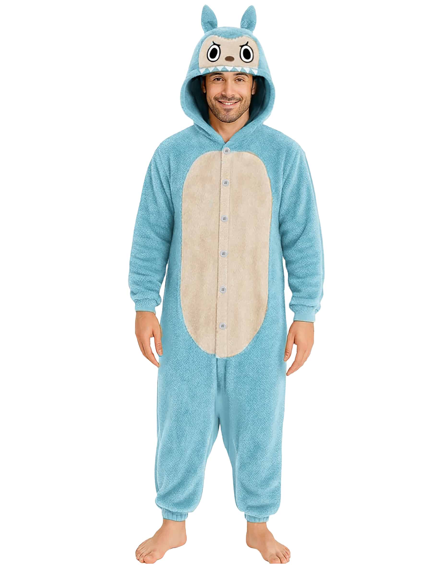 Monster Kostüm Herren Plüsch Blau Overall