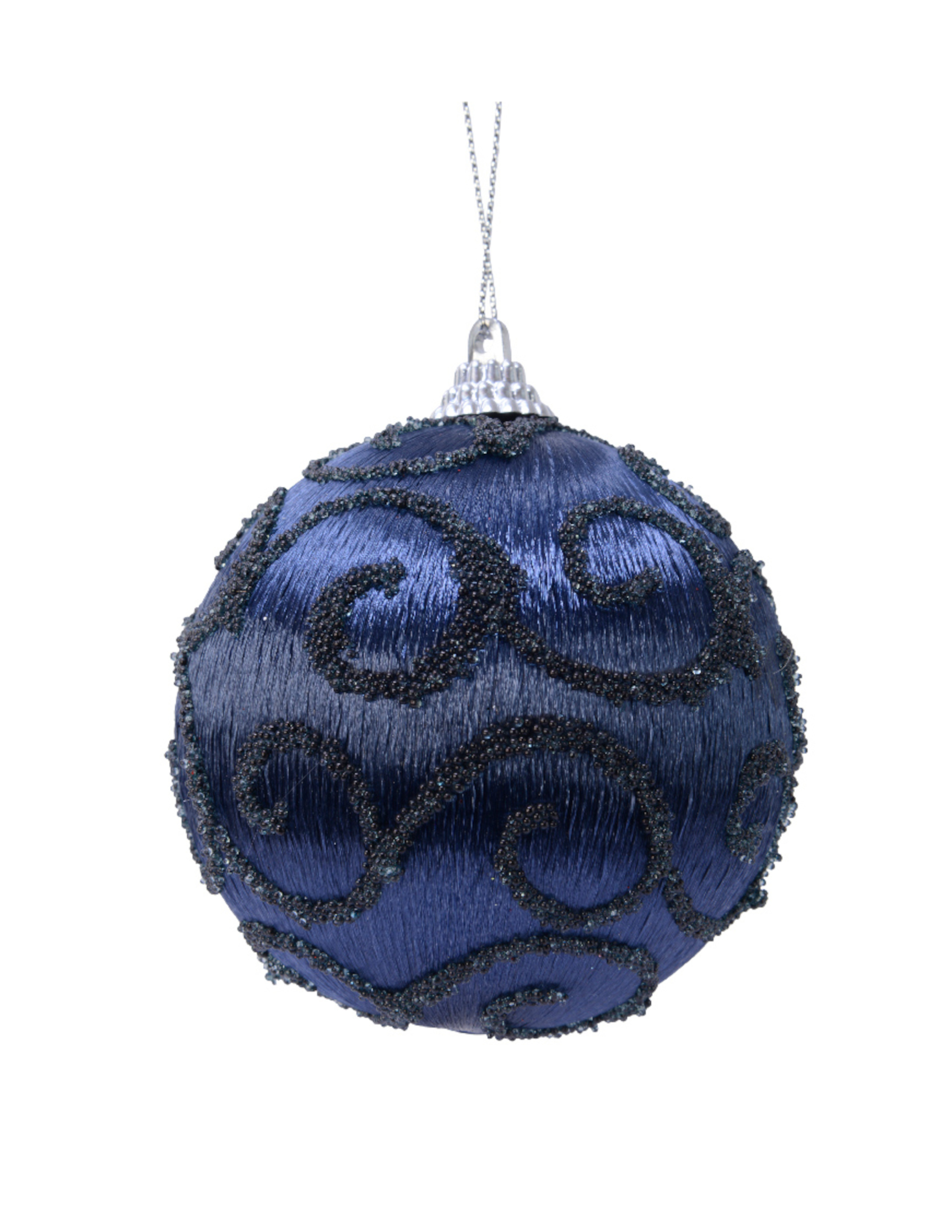 Nachtblaue Christbaumkugel 8 cm mit Pailletten