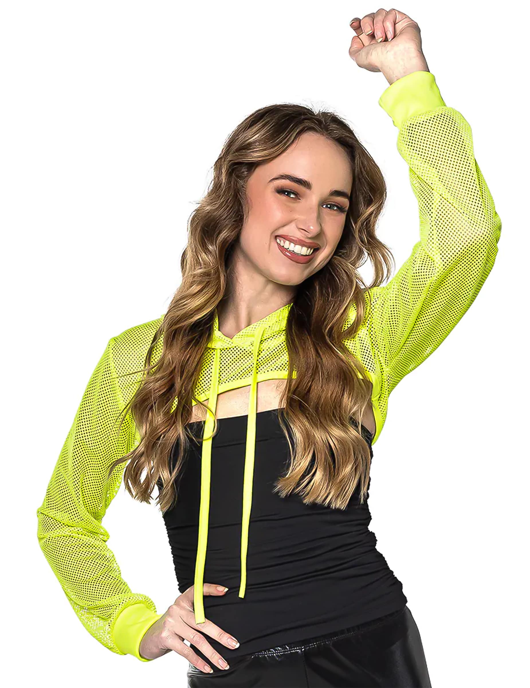 Neon-gelber Netz-Bolero für Damen