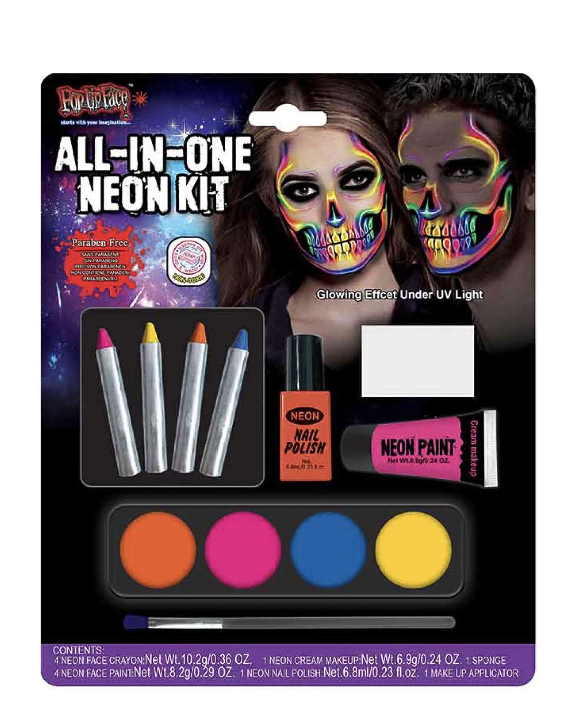 Neonfarbenes Make-up-Set mehrfarbig