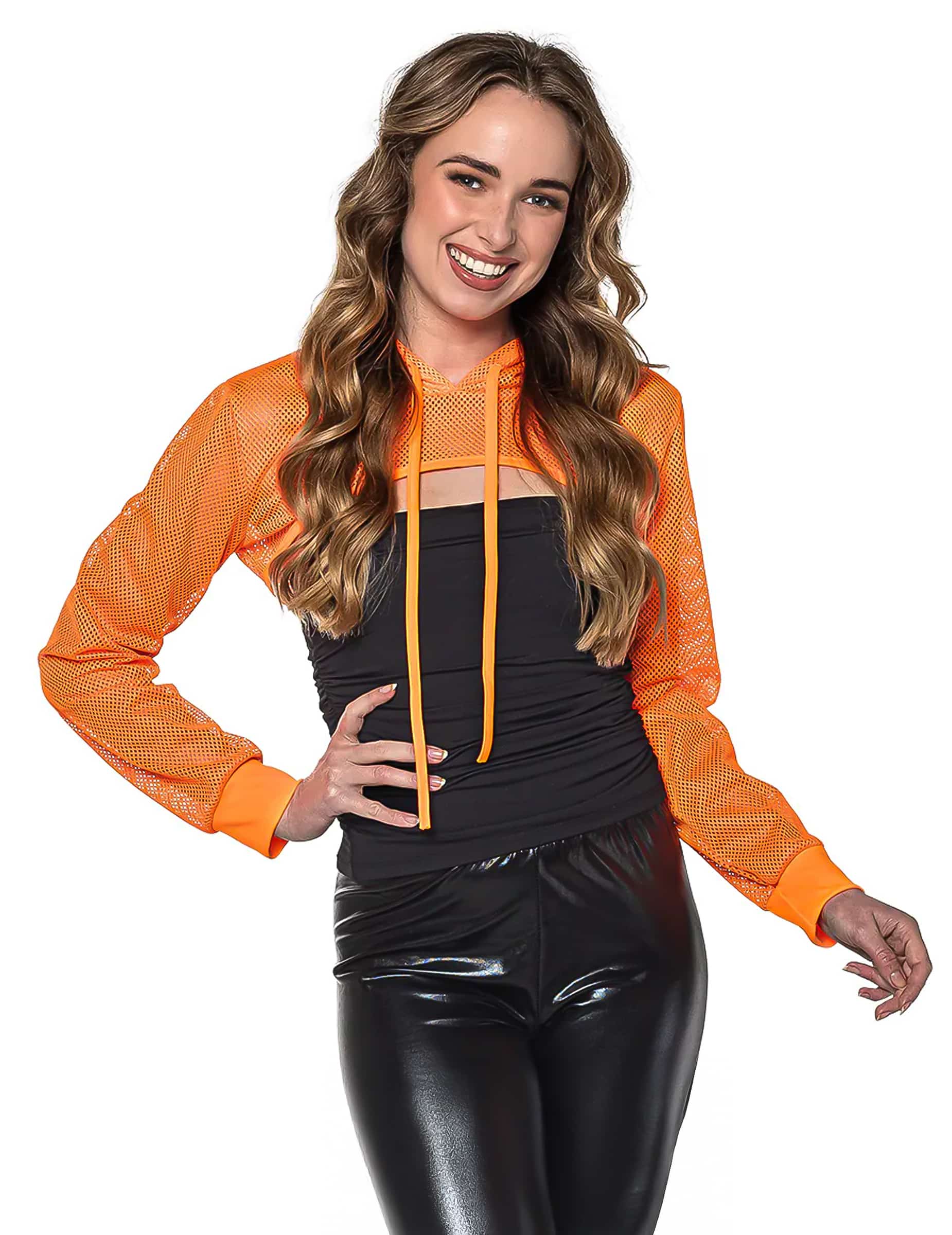 Neonorangefarbener Netz-Bolero für Damen