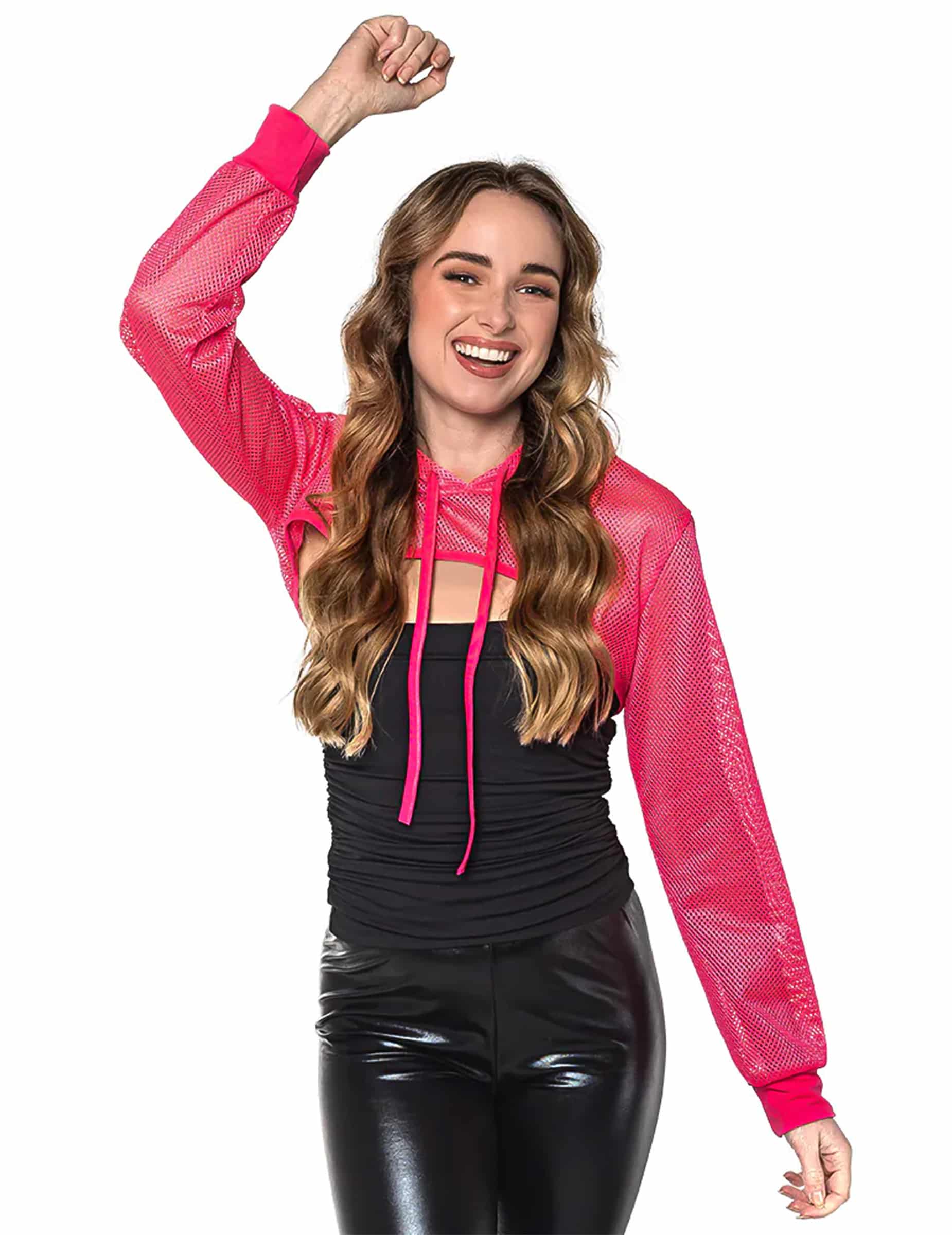 Neonrosa Netz-Bolero für Damen