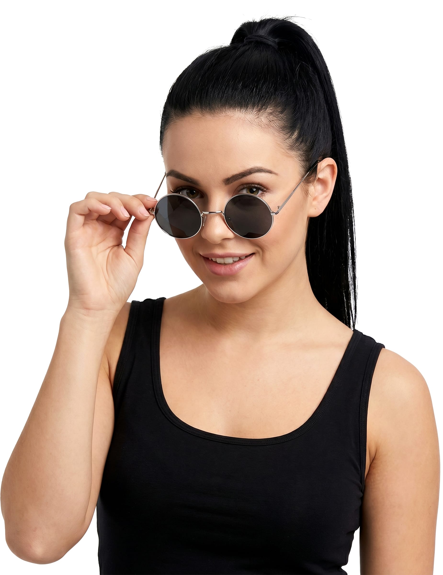 Nickelbrille Hippie für Erwachsene schwarz