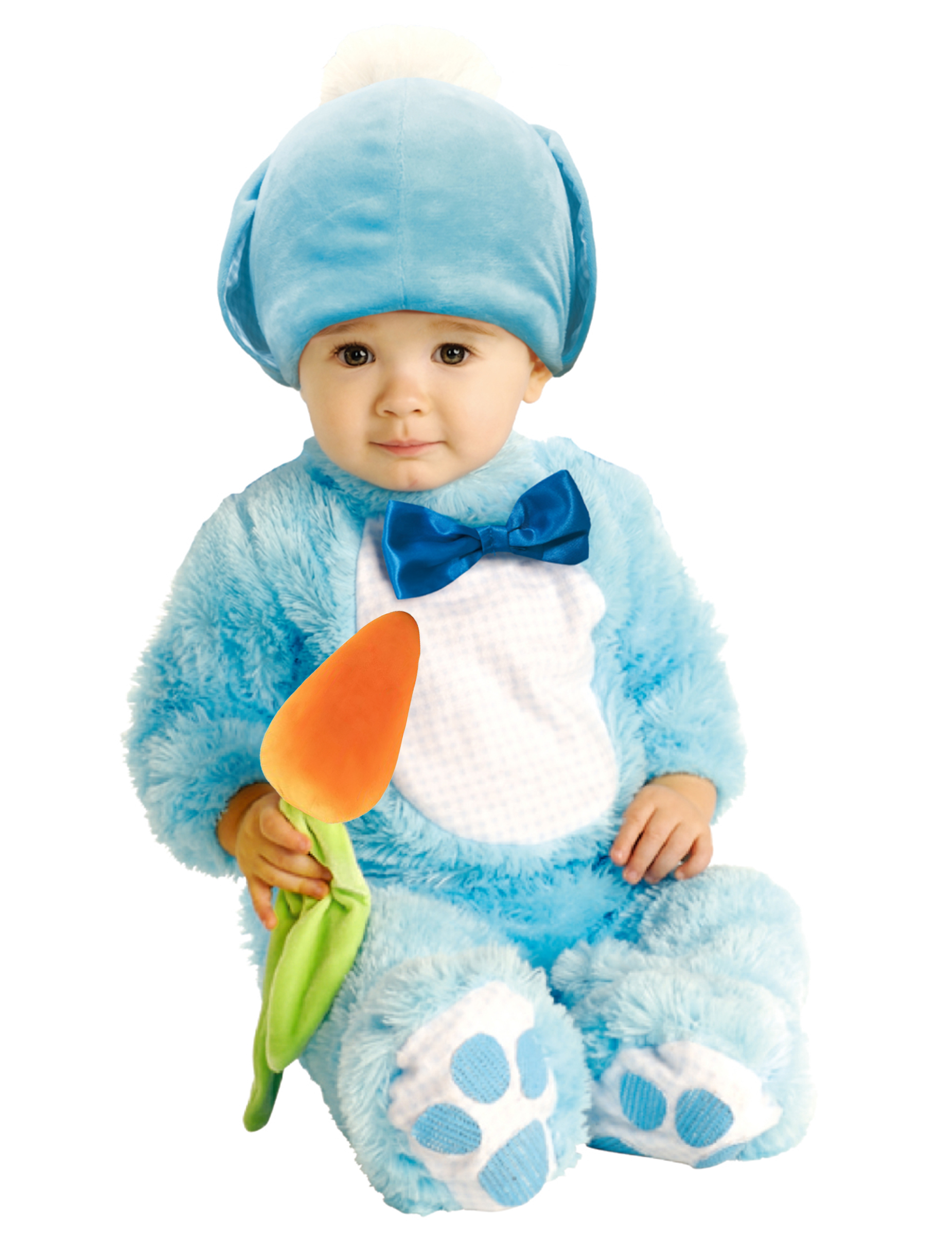 Niedlicher Hase Babykostüm blau-weiß-orangefarben