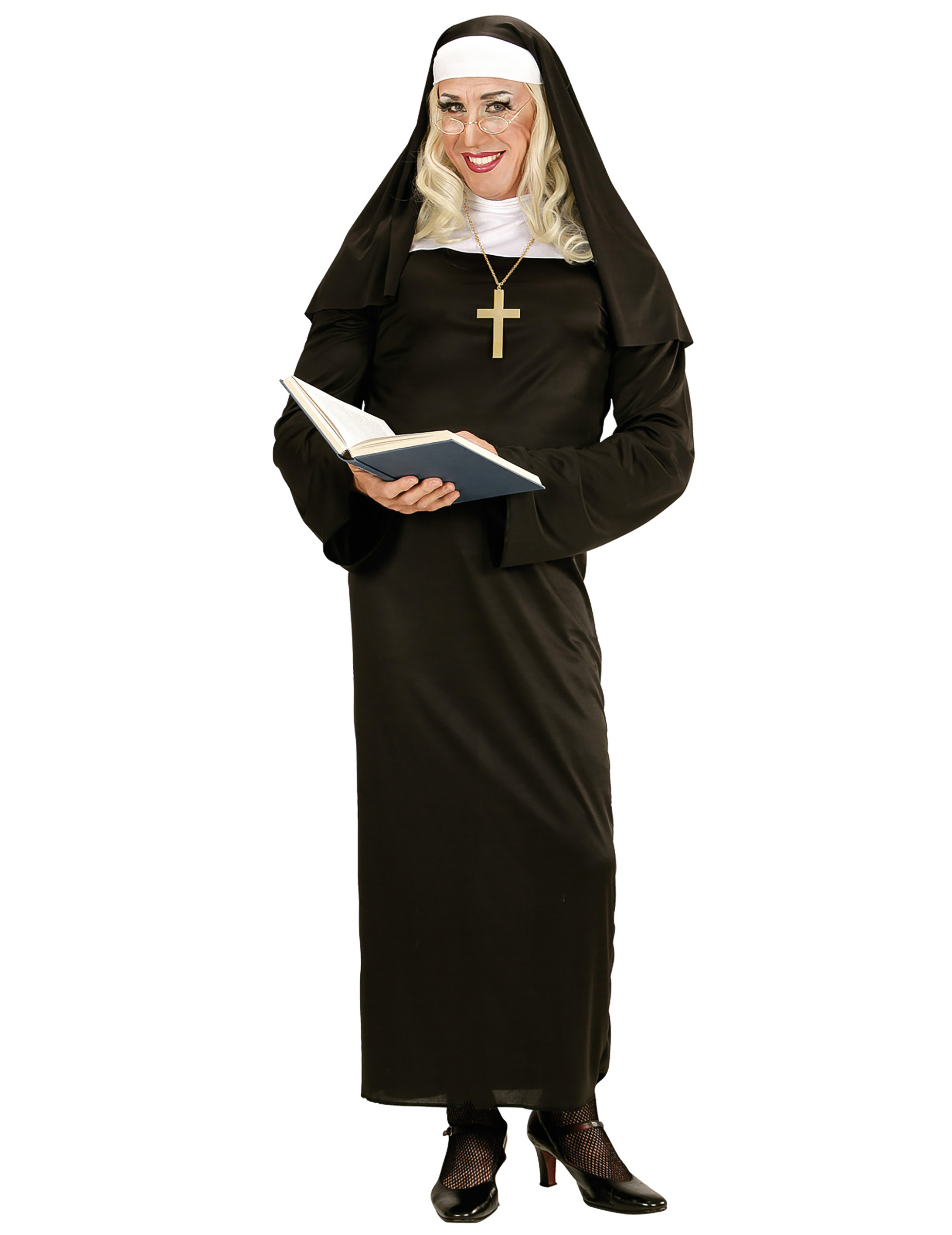 Nonne religiöses Damenkostüm schwarz-weiss