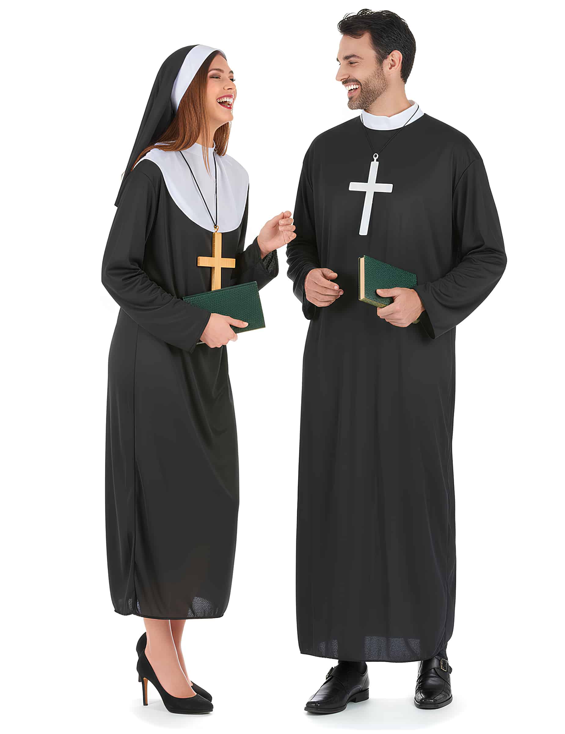 Nonne und Priester - Paarkostüm für Erwachsene schwarz-weiß