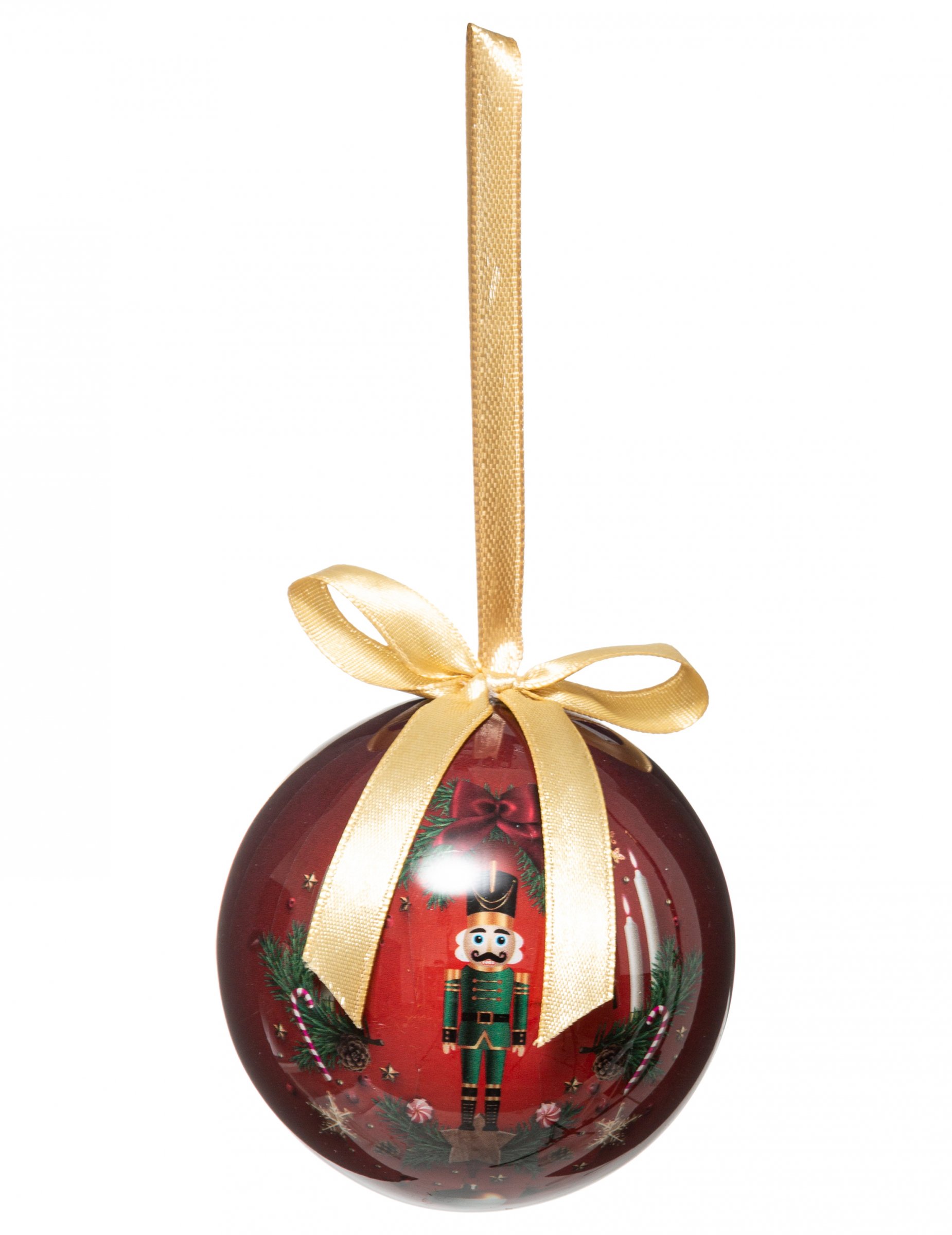 Nussknacker-Christbaumkugel Weihnachts-Hängedeko rot-grün-goldfarben 7