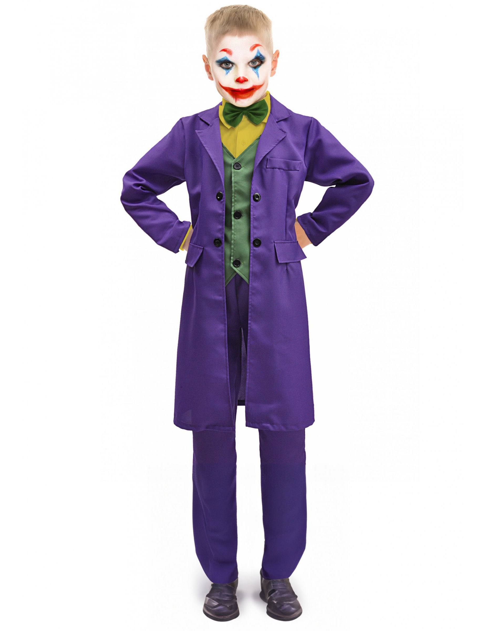 Offizielles Joker-Kostüm für Jungen violett-grün-gelb