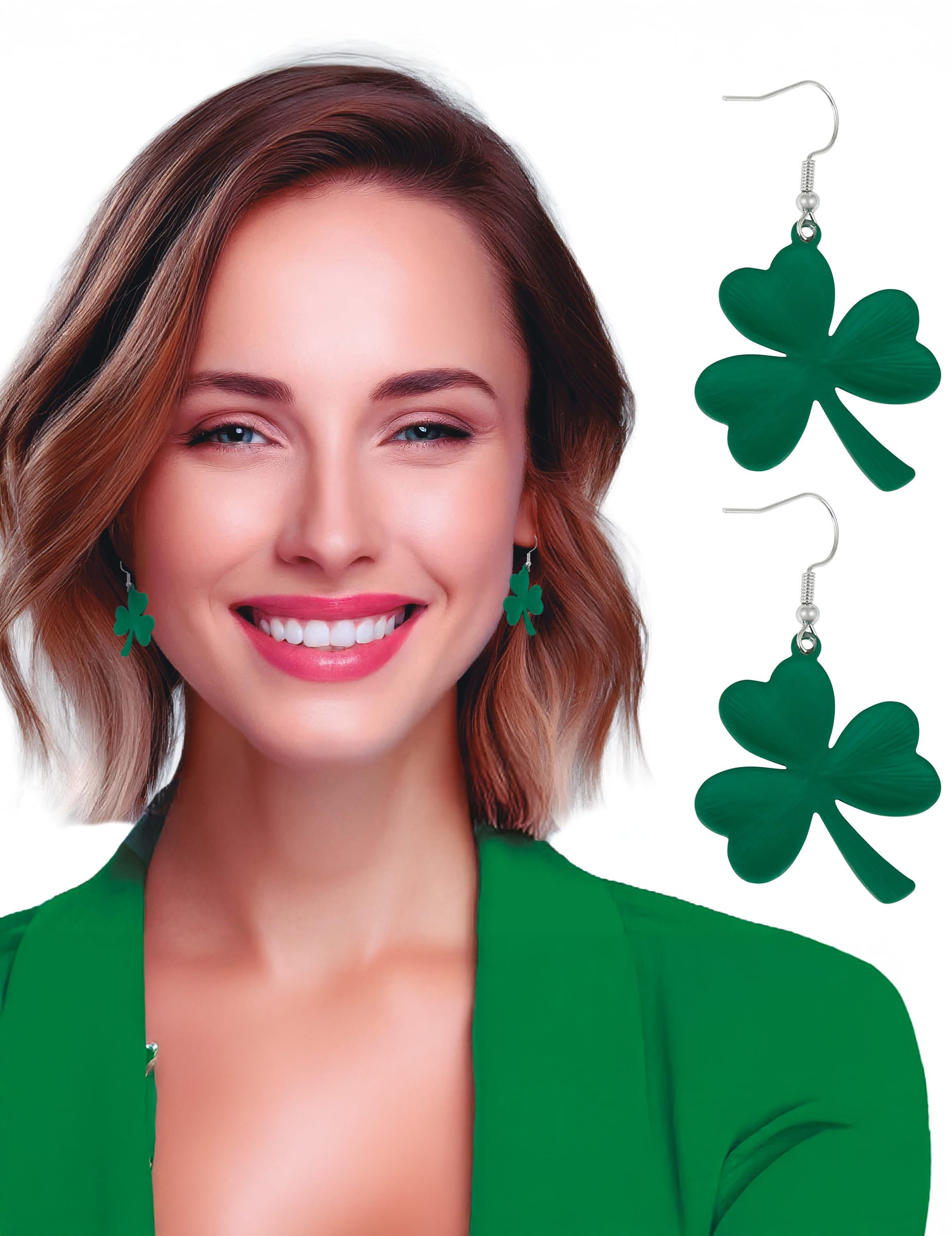 Ohrringe Kleeblatt St. Patrick für Erwachsene grün