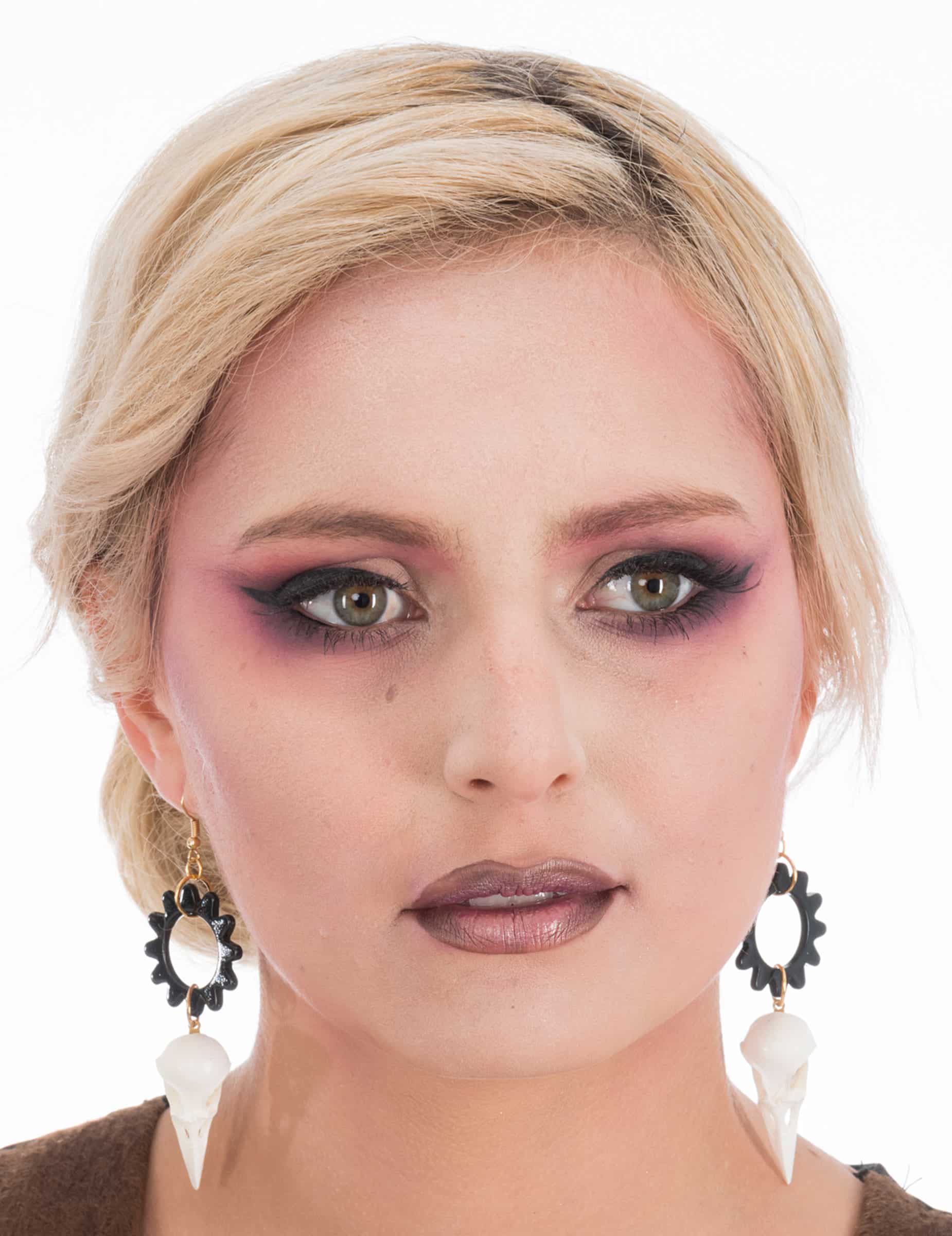 Ohrringe mit Raben Totenkopf Gothic
