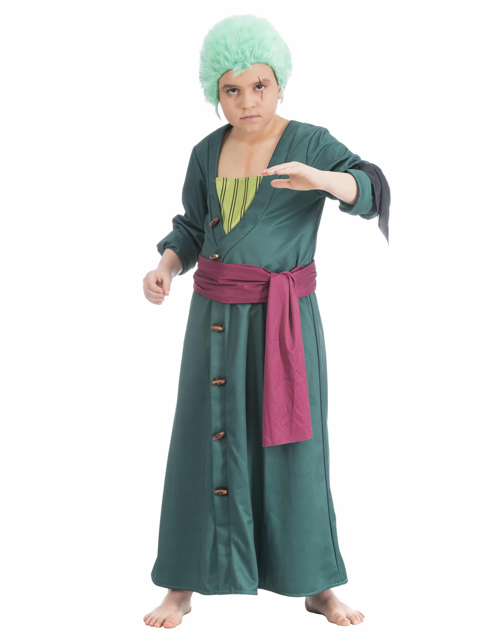 One Piece Kinderkostüm Zoro mit Gürtel grün