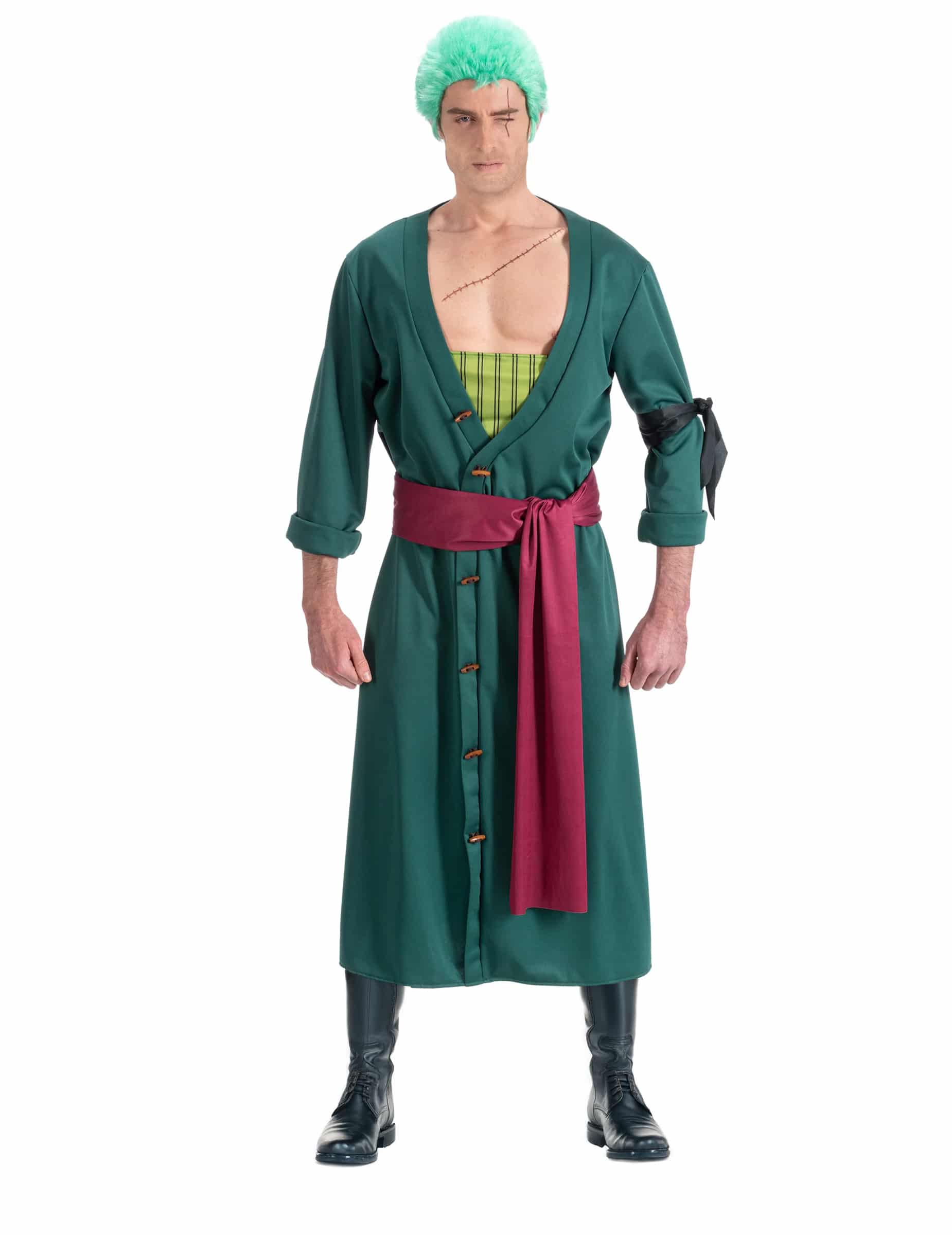 One Piece Zoro Kostüm für Erwachsene dunkelgrün