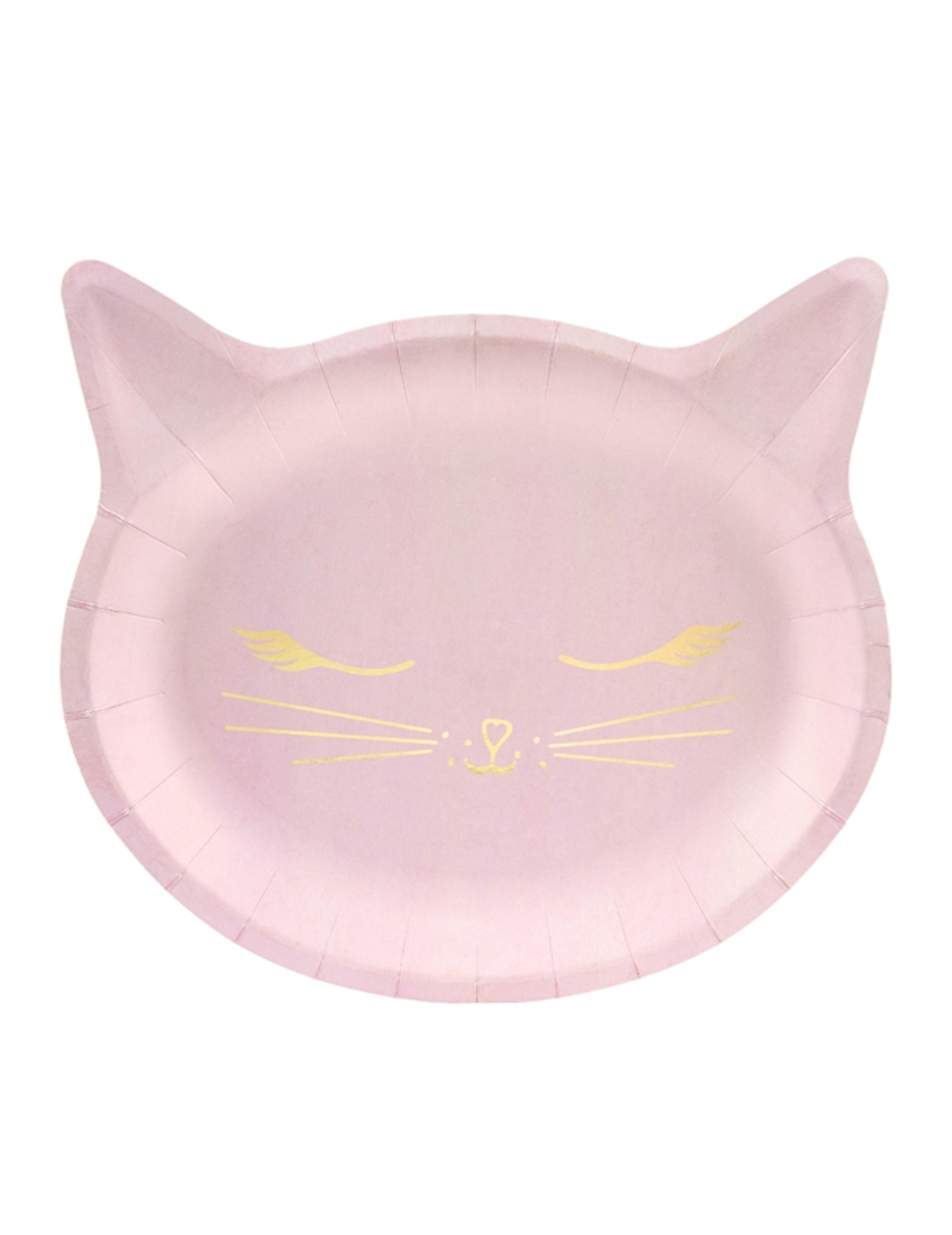 Originelle Katzen-Teller Partyteller 6 Stück rosa 22x20cm