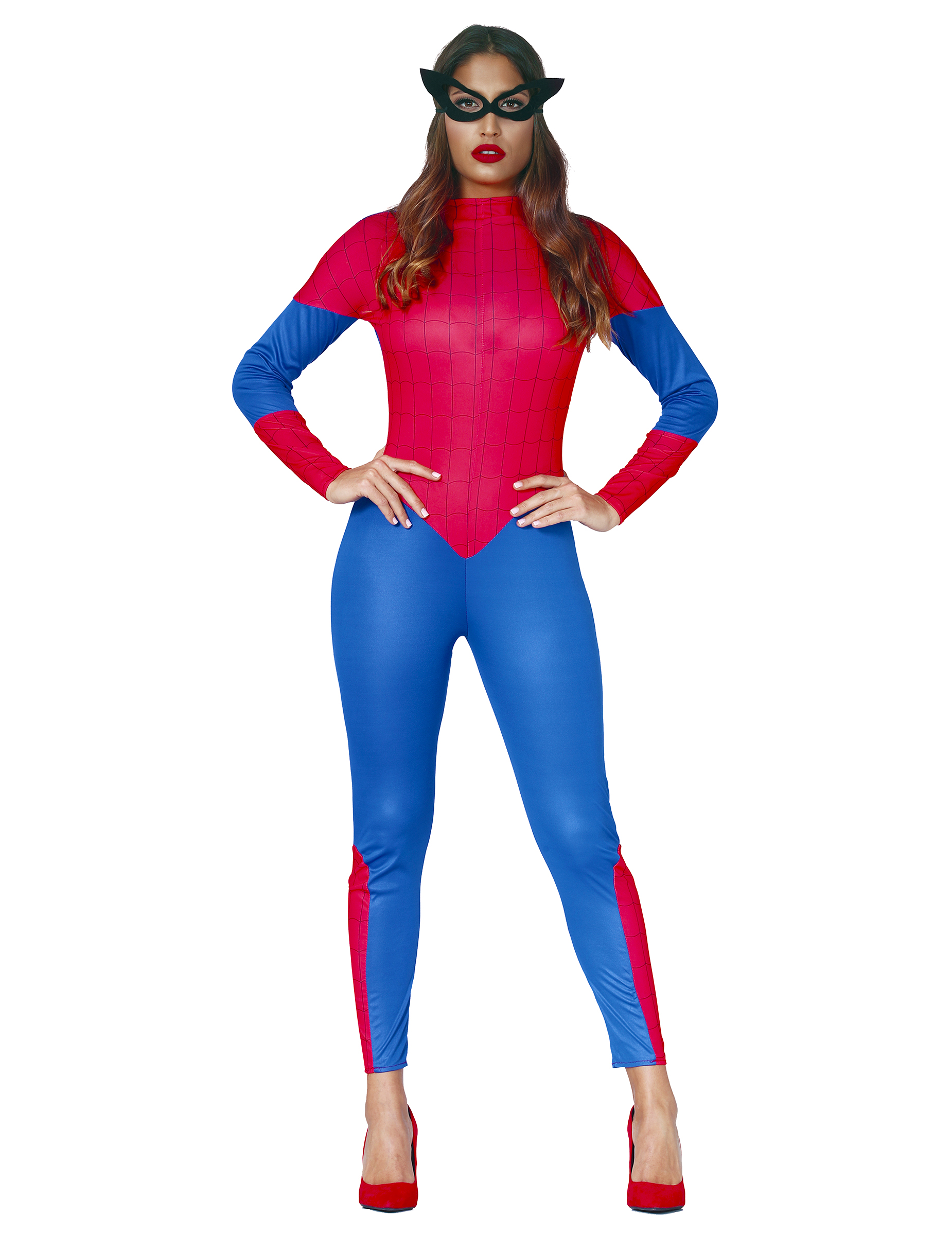 Originelles Spinnenkostüm für Damen - rot/blau