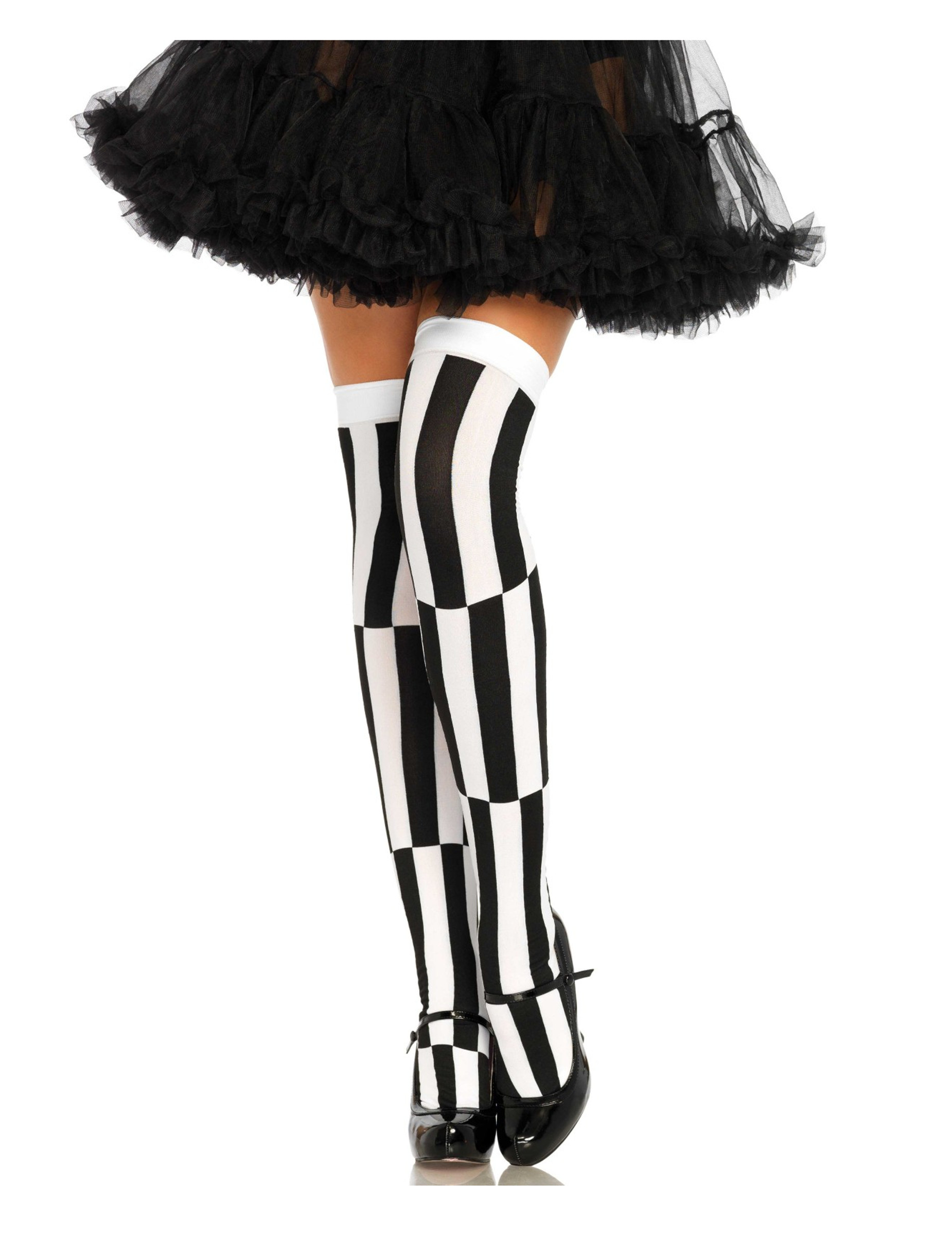 Overkneestrümpfe für Damen gestreift Accessoire schwarz-weiss