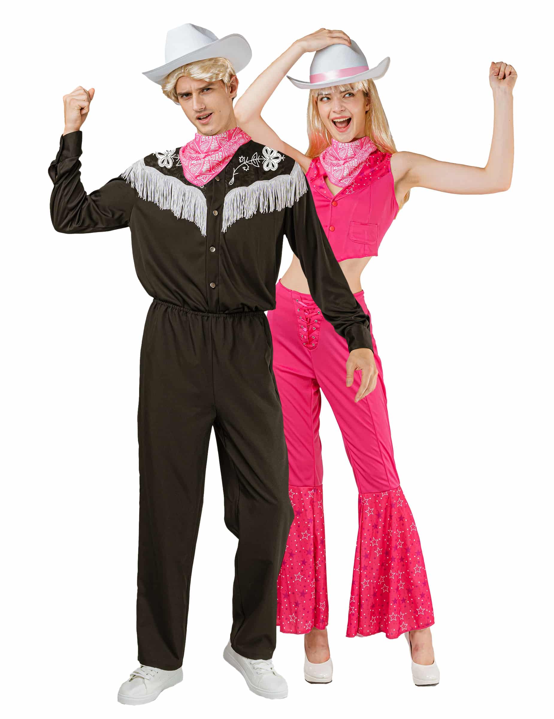 Paarkostüm Cowboy und Cowgirl pink