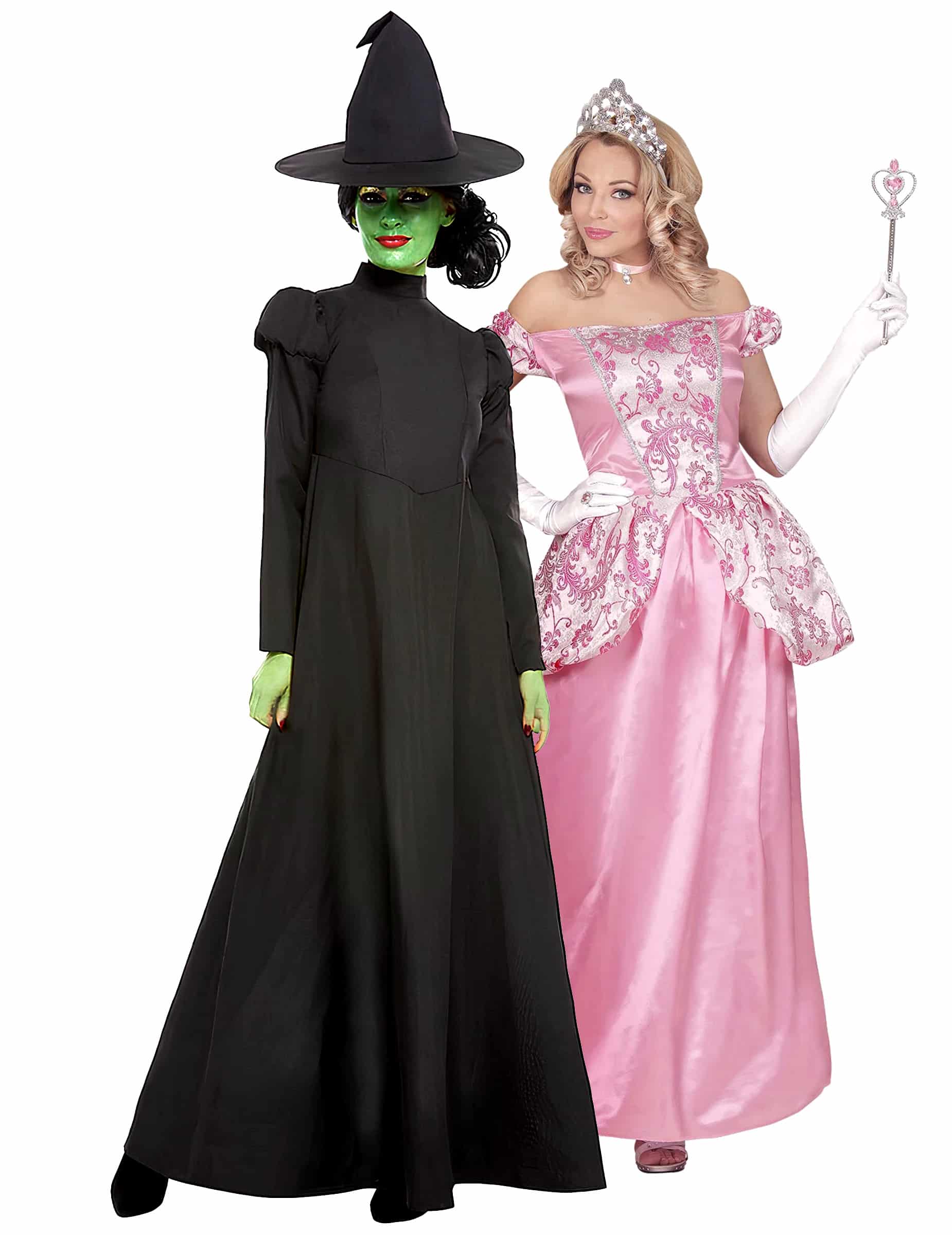 Paarkostüme schwarze Hexe und Rosa Prinzessin für Erwachsene