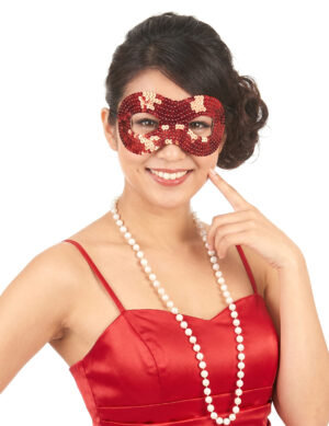 Pailletten-Augenmaske venezianische Maske rot