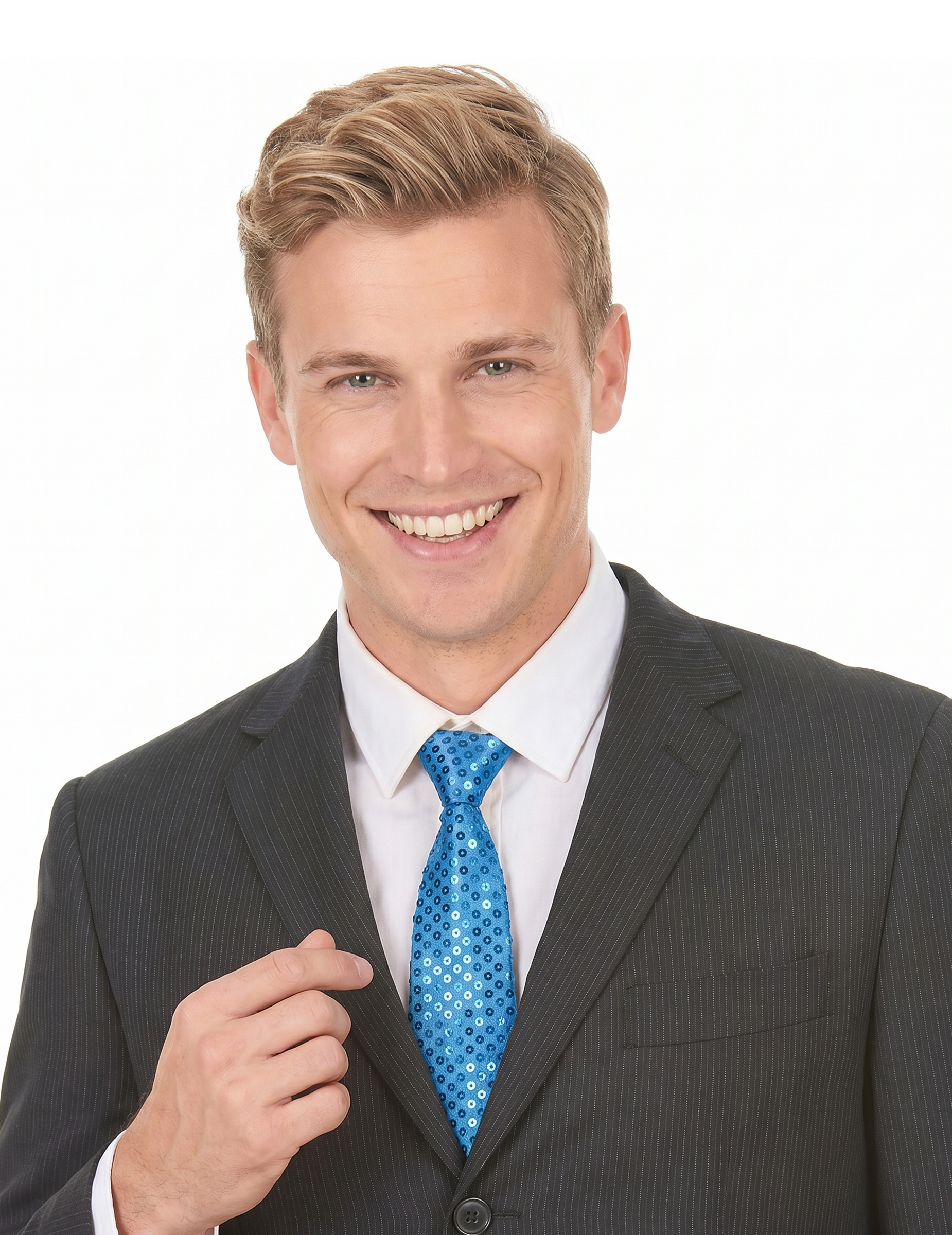Pailletten-Krawatte für Herren Kostümzubehör blau