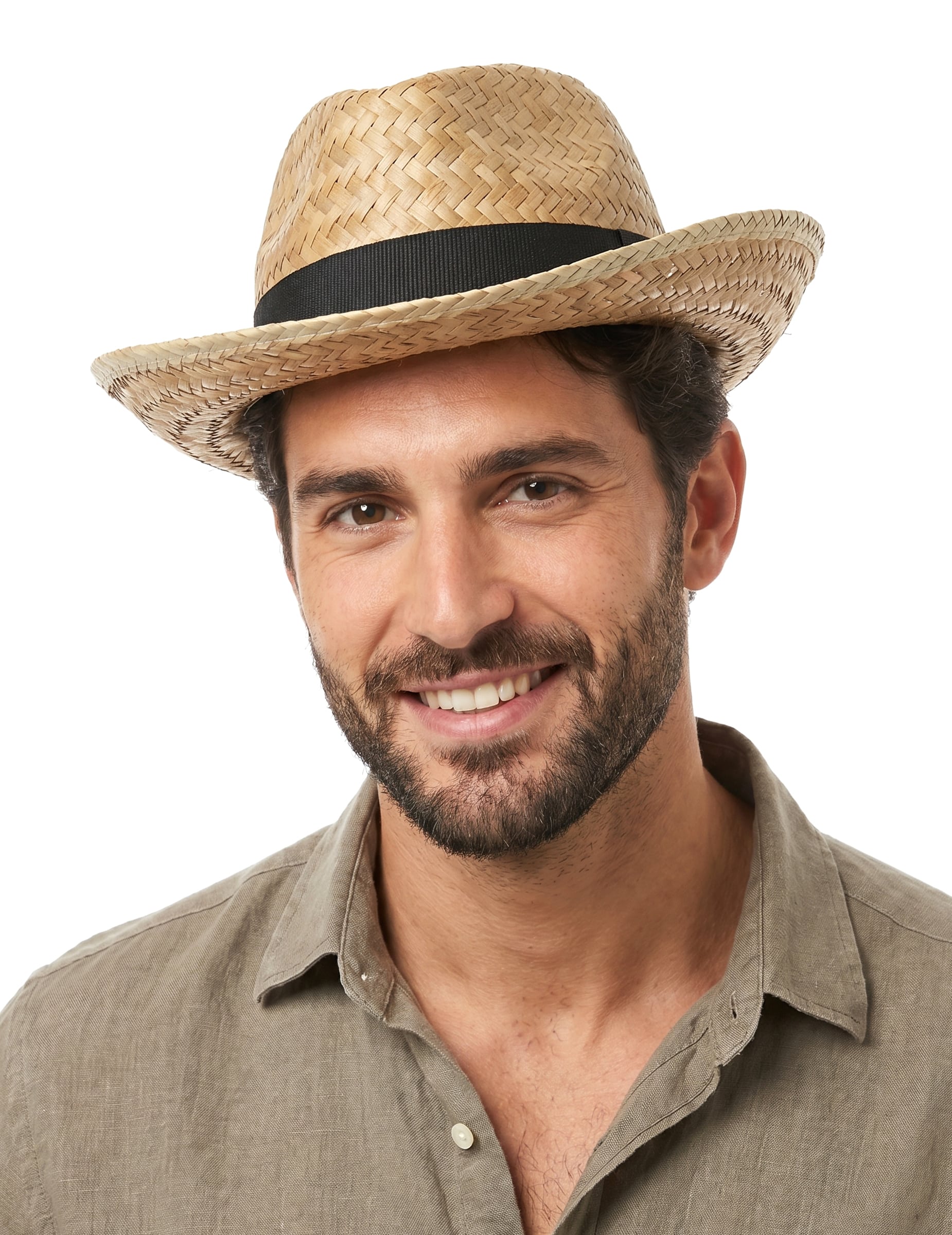 Panama-Hut Strohhut mit Band beige-schwarz