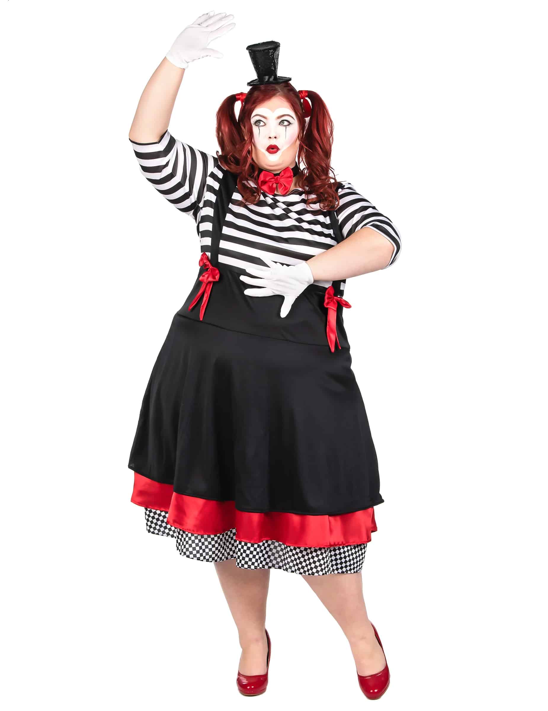 Pantomimen Kostüm Plus Size für Damen schwarz-rot